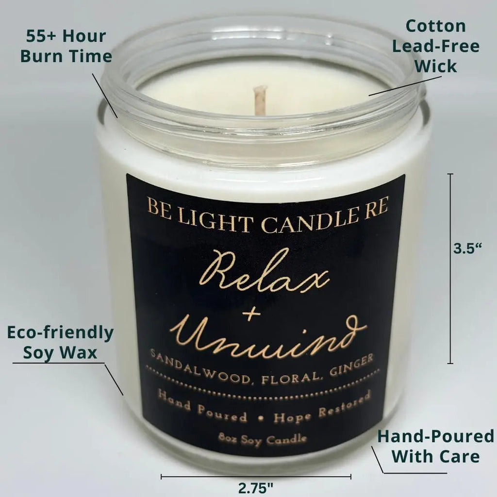 Stress Relief Candle | Purpose-Driven Soy Candles | Scented Candle for Home | 8oz Long Lasting Candle Be Light Candle RE Au supplements