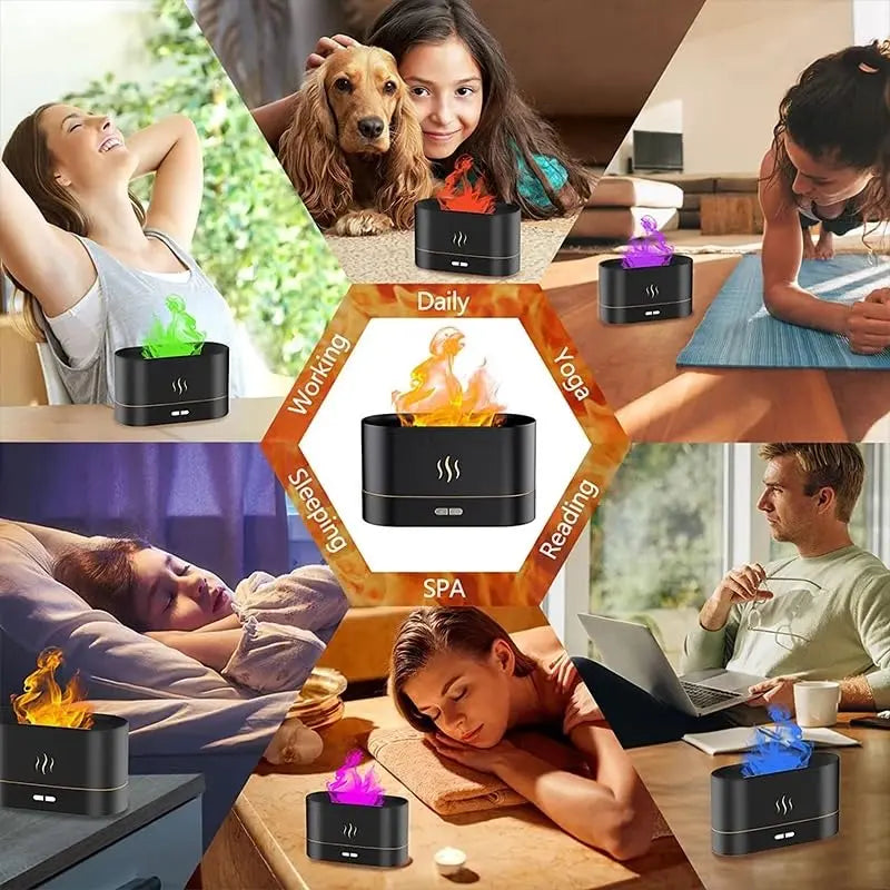Flame Aroma Diffuser Humidifier 180ml, Oil Essential 2 Modes Brightness Aroma Humidifier Generic Au supplements
