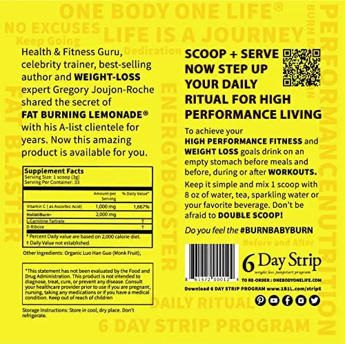 Fat Burning Lemonade Stimulant Free Weight Loss and Energy Drink Mix for Women & Men One Body One Life Au supplements