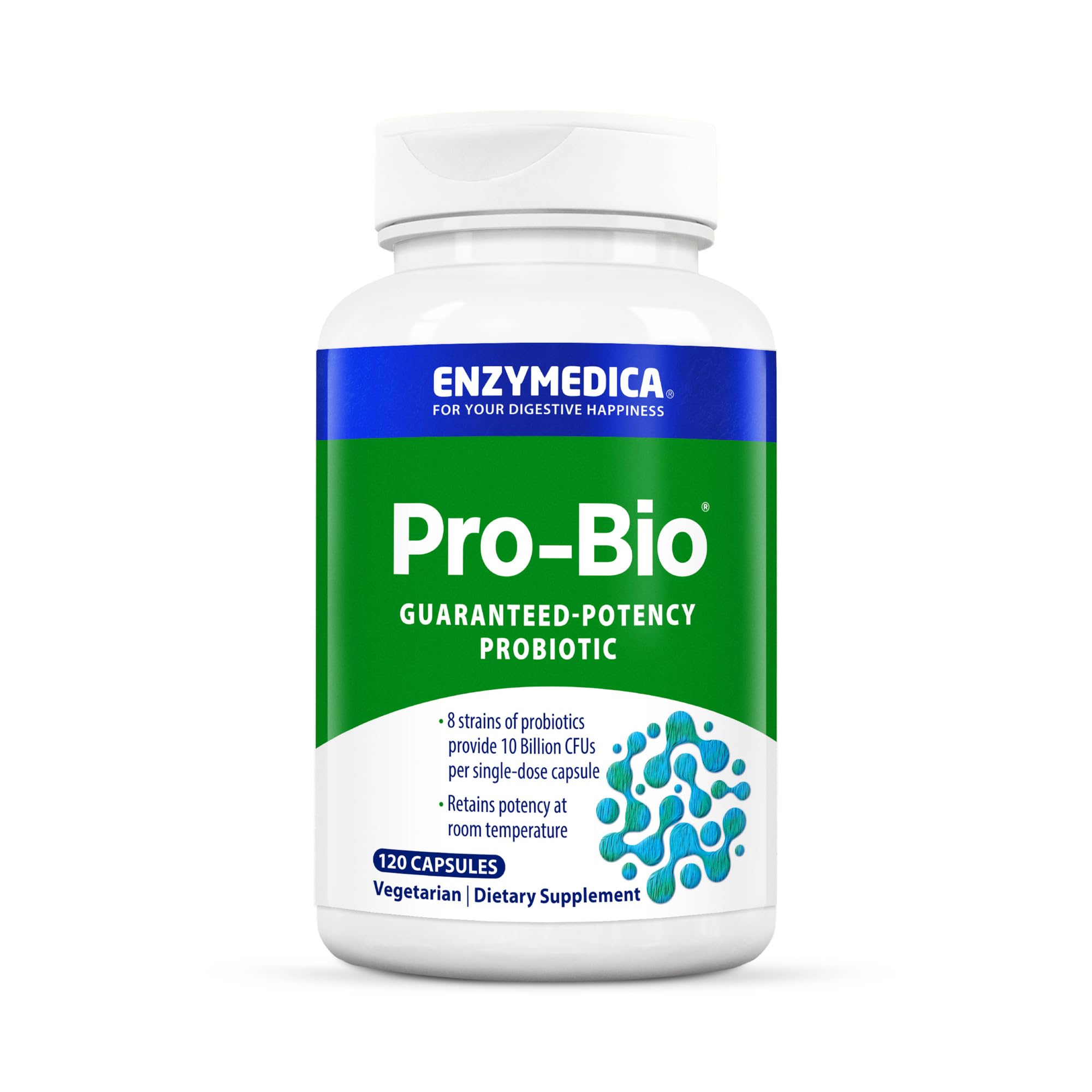Enzymedica Pro-Bio Probiotic Supplement for Digestive & Gut Health - Daily Probiotic Capsules for Women & Men, 10 Billion CFU, Helps Reduce Gas & Bloating,