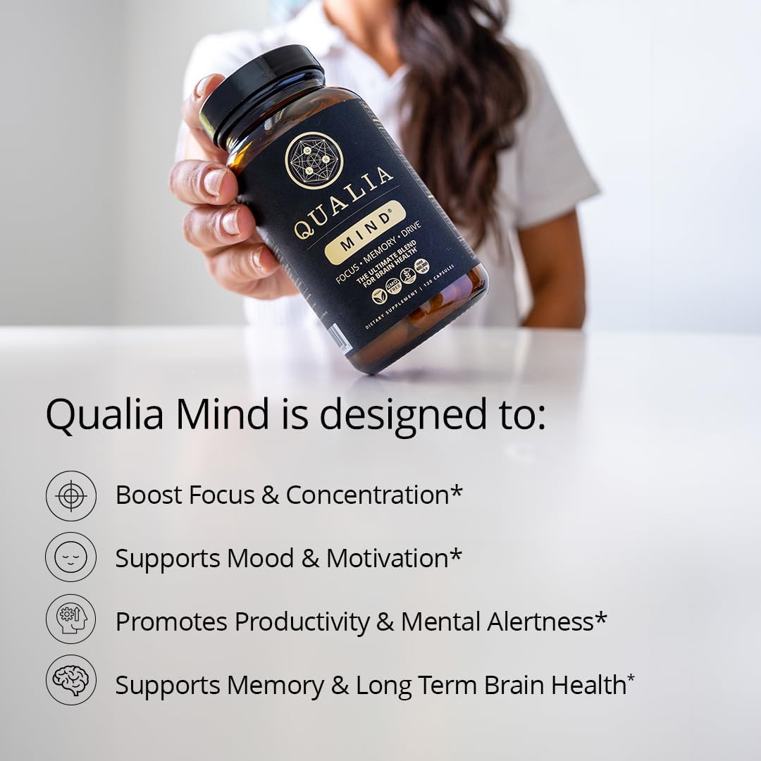 Qualia Mind — Beat Brain Fog | Doctor-Formulated Premium Brain Nourishment | Fuel Focus, Drive & Energy | 32 Ingredients Including Lion’s Mane, Cognizin™️, Ginkgo & More| 2 Week Supply* QUALIA LIFE SCIENCES Au supplements