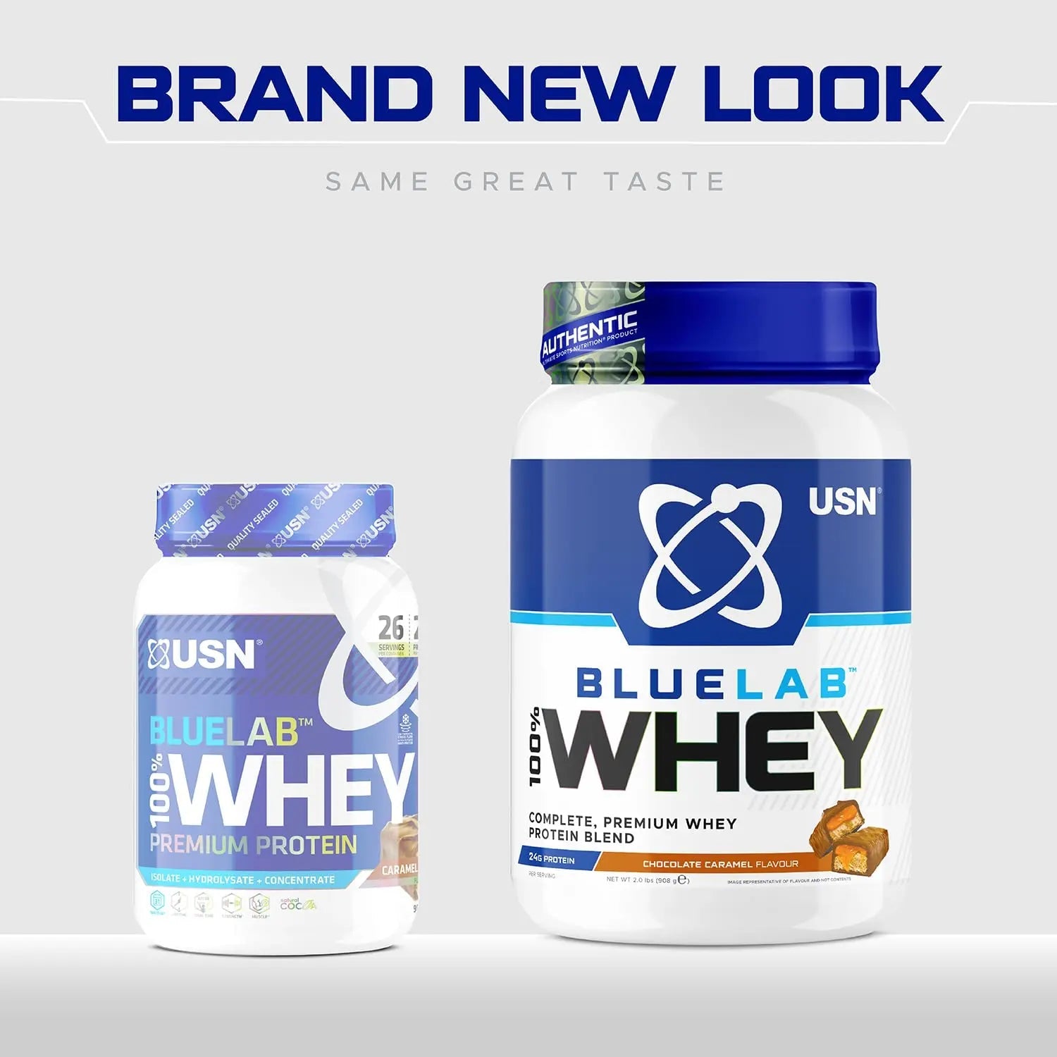 USN Blue Lab Whey Protein Powder: Chocolate Caramel - Whey Protein 908g USN Au supplements