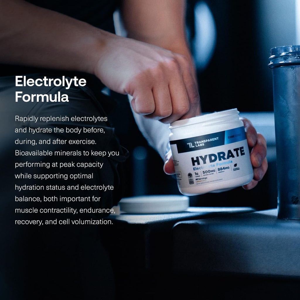 Transparent Labs Hydrate Naturally Sweetened Electrolytes Powder - Hydration Powder Electrolytes with Coconut Water, Calcium, Taurine, & Potassium