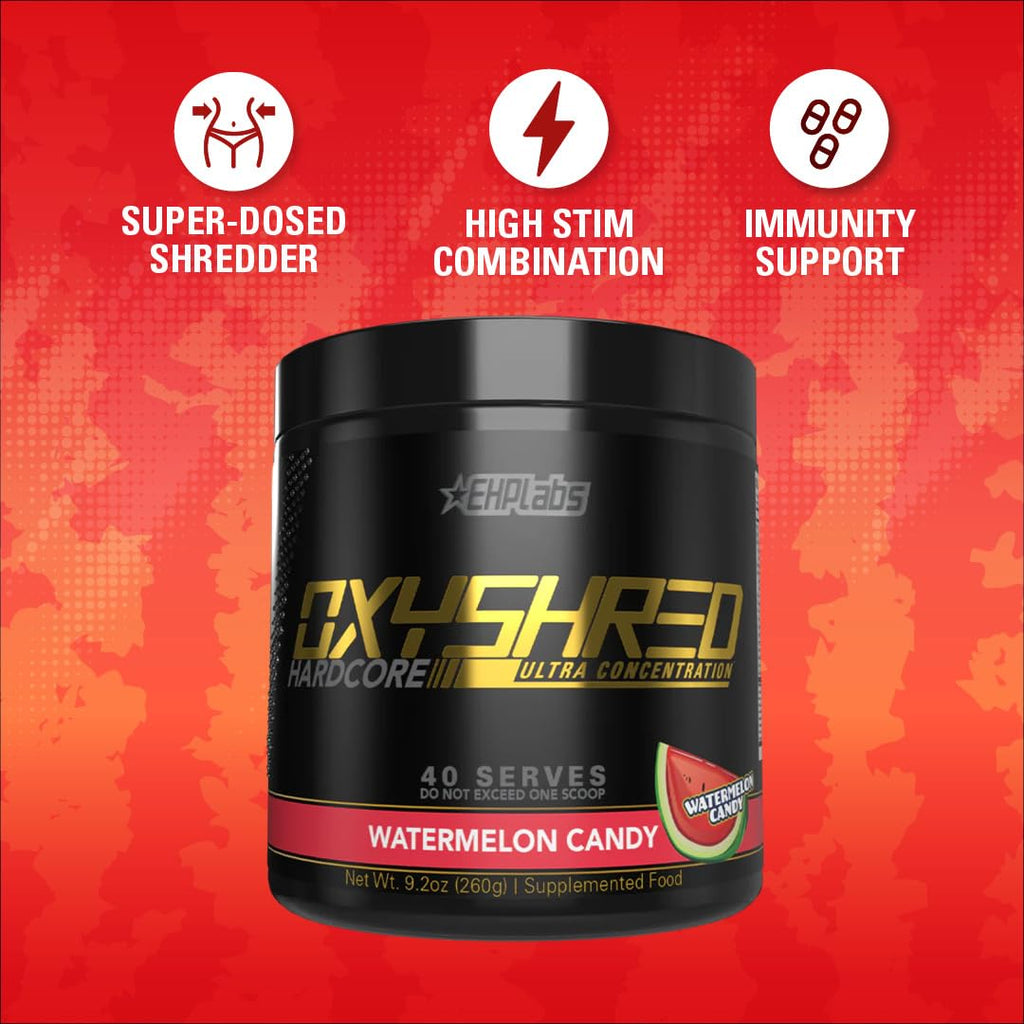 EHP Labs OxyShred Hardcore Super Dosed Pre Workout Powder - Preworkout Powder with L Glutamine & Acetyl L Carnitine, Energy Boost Drink - 275mg of Caffeine