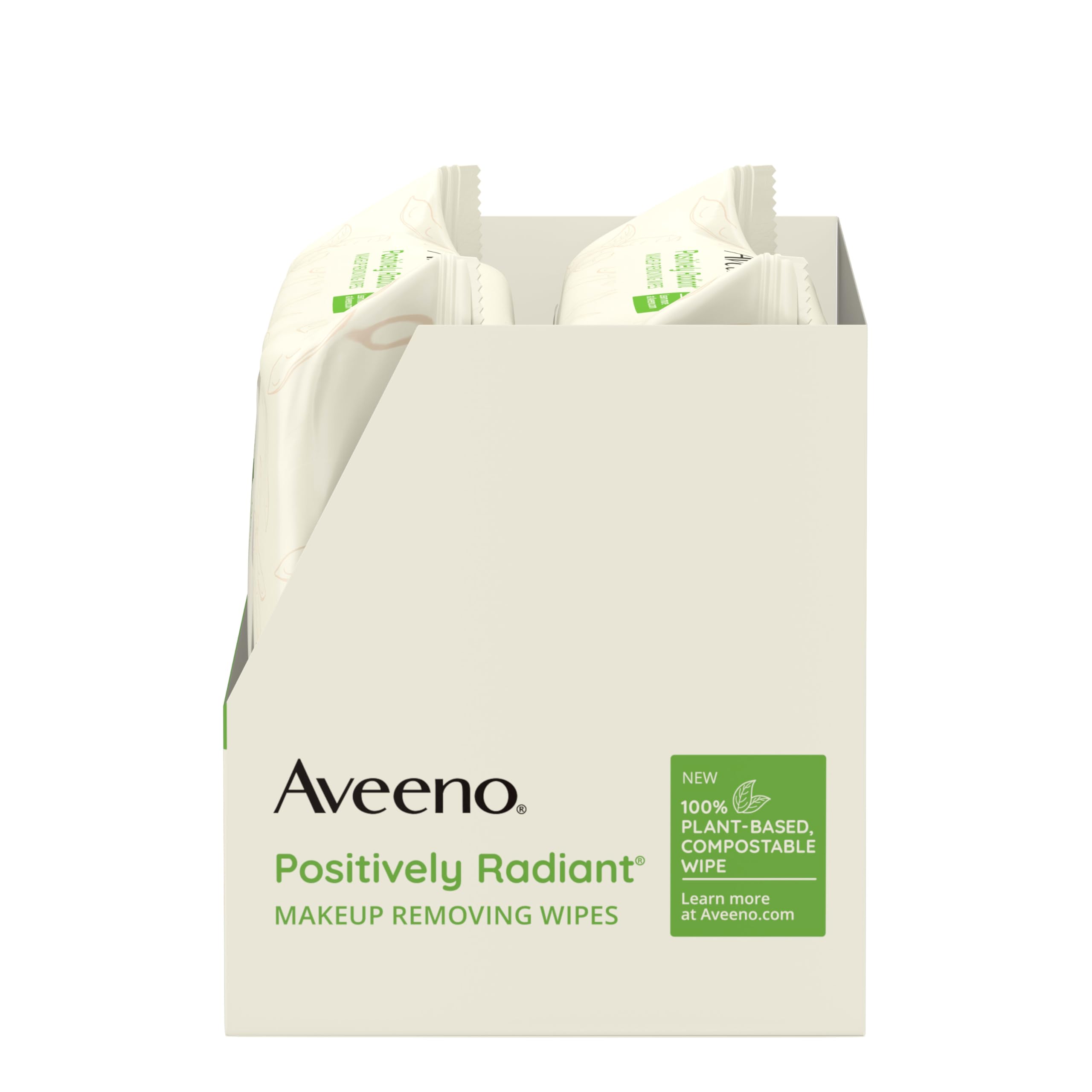 Aveeno Positively Radiant Makeup Remover Wipes, Oil Free, Alcohol Free, Non-Comedogenic Facial Cleansing Wipes, Gentle Face Wipes for Sensitive Skin