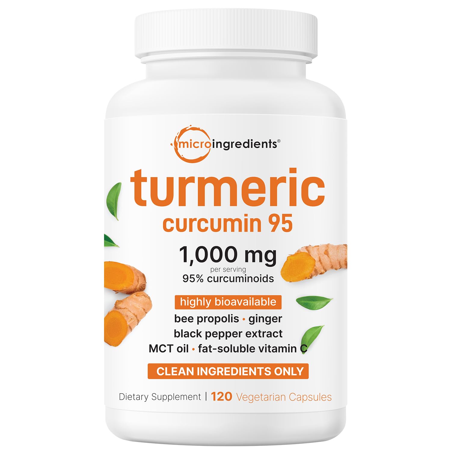 Micro Ingredients Pure Turmeric Curcumin Supplement 1,000mg – 95% Curcuminoids with Black Pepper & Ginger – High Absorption for Joint & Antioxidant Support