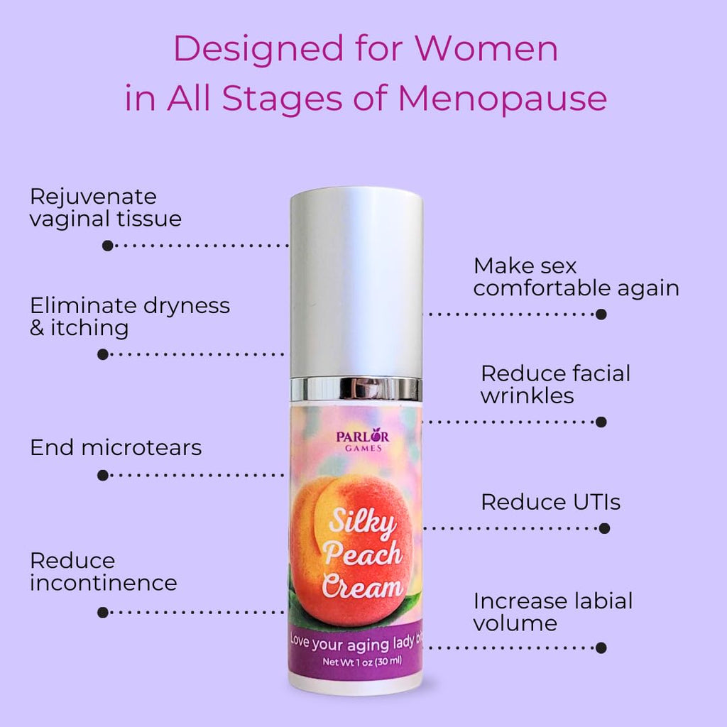 Silky Peach Cream by Parlor Games – Bioidentical Estriol Cream for Women – Menopause Relief for Vaginal Dryness & Vulva Itch – 30ml Bottle (2 Month Supply) Parlor Games Au supplements