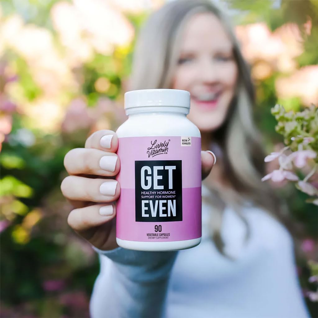 LIVELY VITAMIN CO. Get Even - Women's Hormonal Balance Blend - Helps Reduce Severity of Periods, PMS & Menopause - Eases Cramps & Bloating - Mood Regulation - Period Pain & Discomfort - 90 Count LIVELY VITAMIN CO Au supplements
