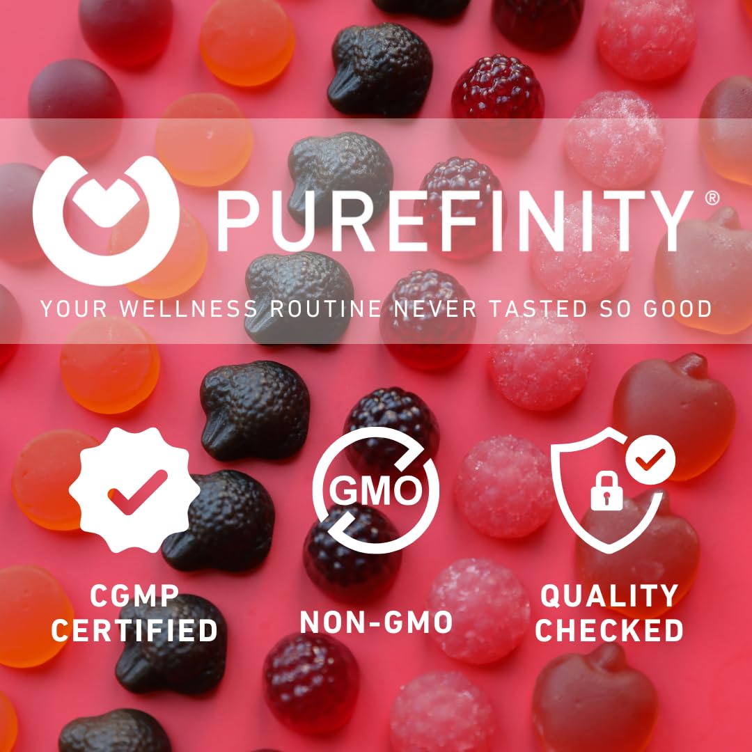 PUREFINITY Fiber Gummies for Adults with Inulin FOS from Chicory Root, Sugar Free Prebiotic Supplement for Daily Digestion
