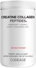 Codeage Creatine Collagen Peptides - Creatine Monohydrate Powder Supplement, Wild-Caught Marine Collagen, Biotin, Magnesium, Vitamin C, Hyaluronic Acid - Vanilla Flavored - Non-GMO - 15 Oz Codeage Au supplements