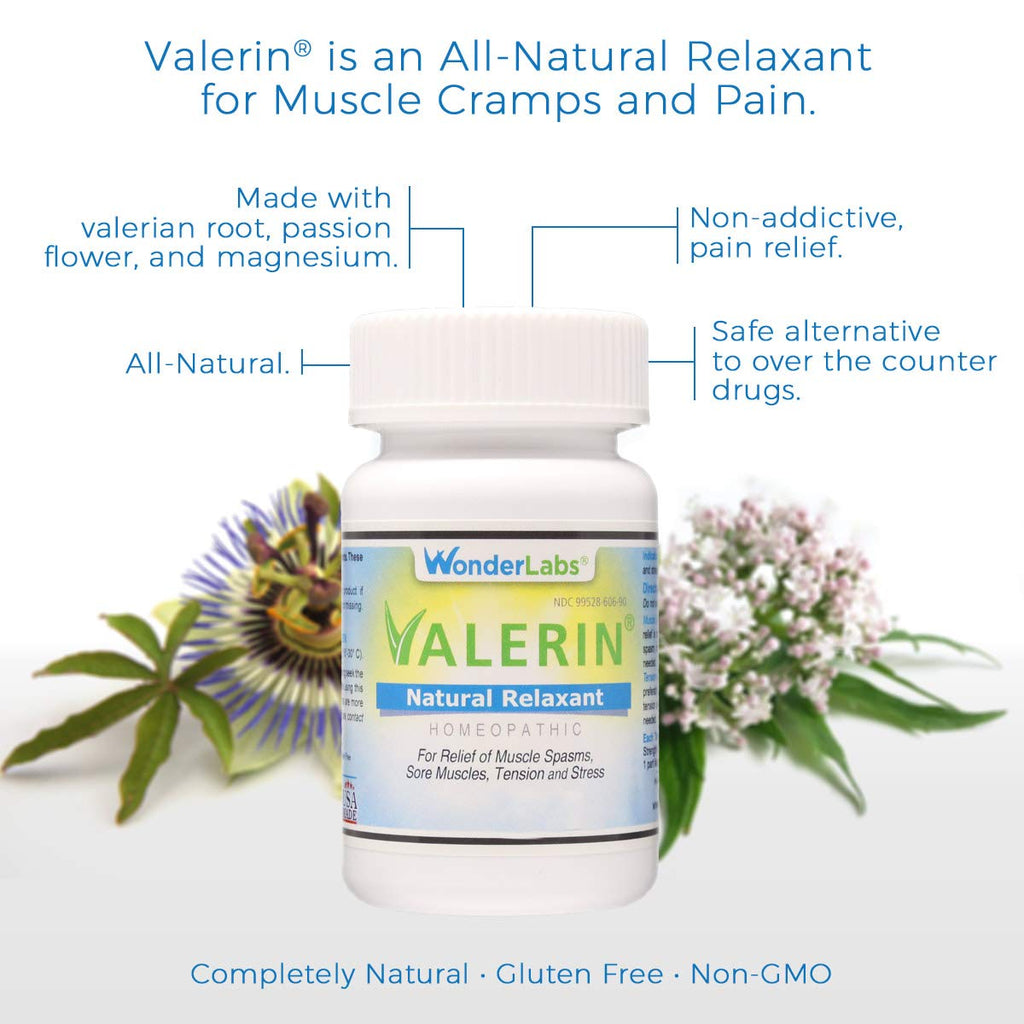Valerian Natural Relaxant for Tension Relief, Stress Relief, Leg Cramp Relief and Other Muscle Cramps Magnesium, Passion Flower, & Valerian Root Muscle Relaxant - (90ct) Wonder Laboratories Au supplements