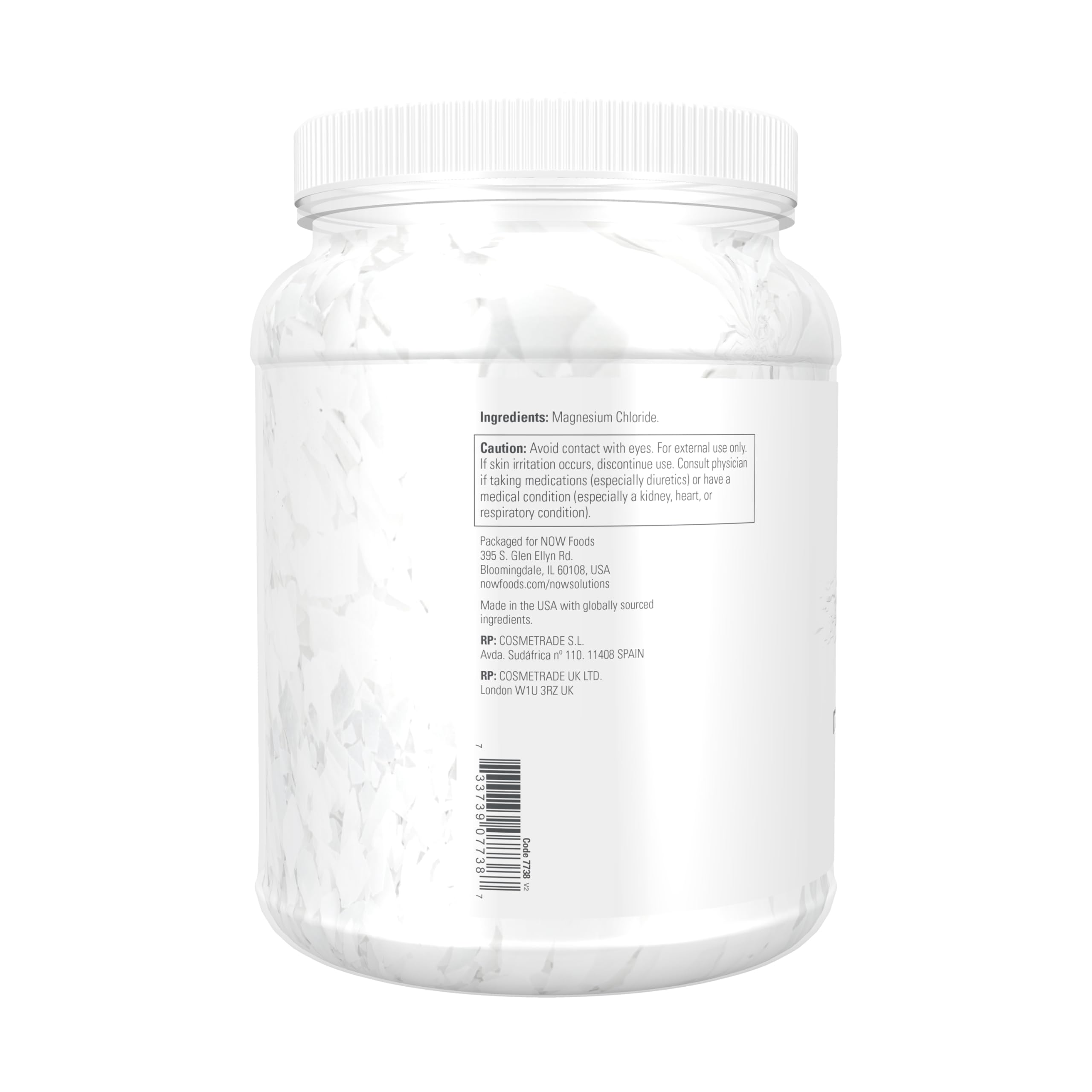 NOW Foods Solutions, Magnesium Flakes, 100% Pure, from the Ancient Zechstein Seabed, Highly Concentrated, 54-Ounce