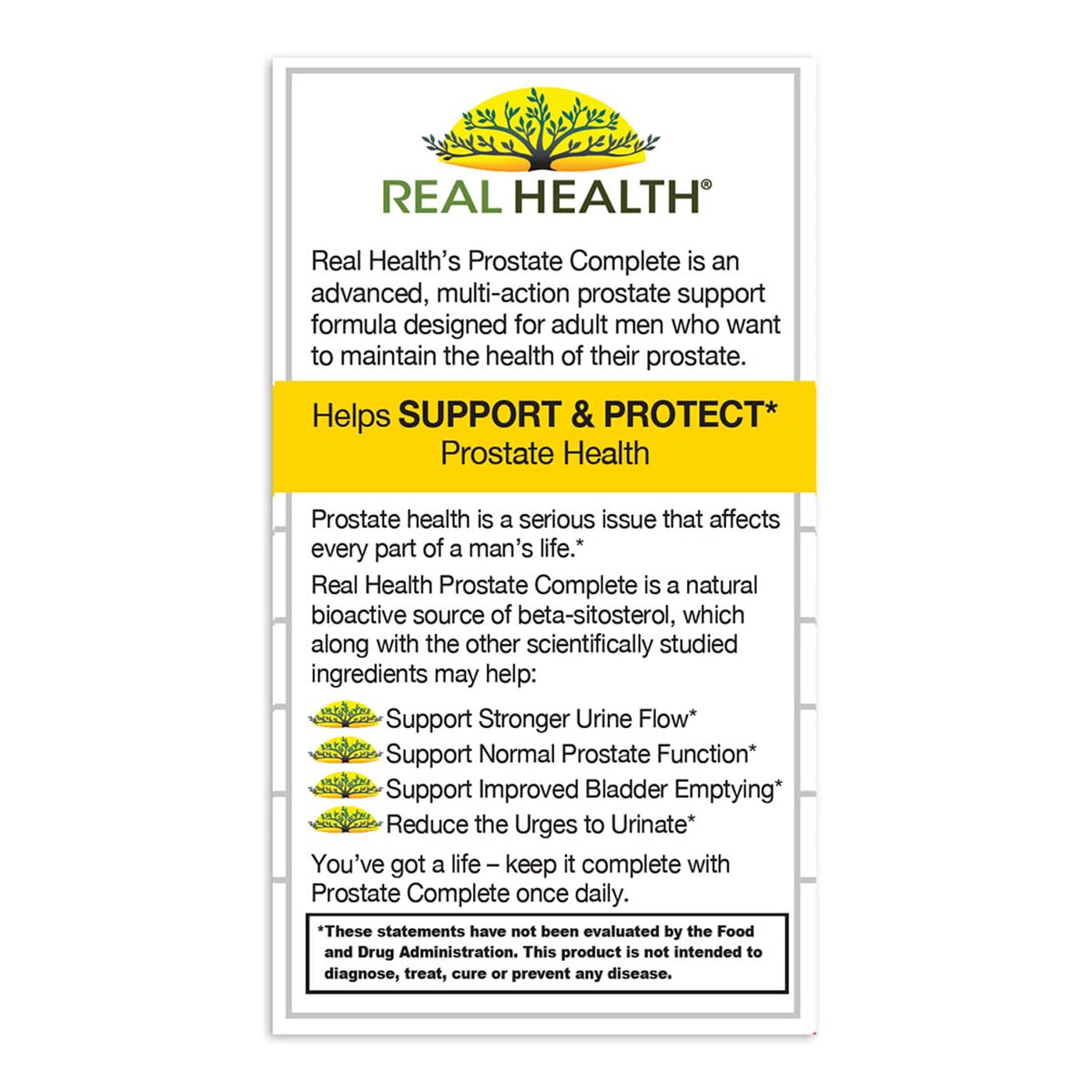 Real Health The Prostate Formula - Prostate Health Supplements for Men, Saw Palmetto Formula for Healthy Bladder and Urinary Support,