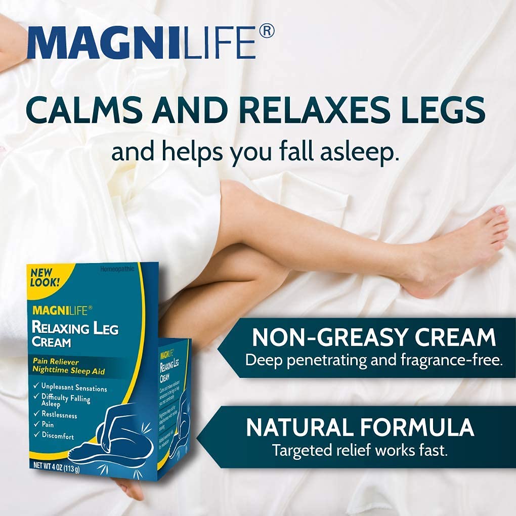 MagniLife Relaxing Leg Cream, Restless Legs, Deep Penetrating Topical for Pain, Naturally Soothe Cramping, Discomfort, and Tossing with Lavender and Magnesium - 4oz MagniLife Au supplements
