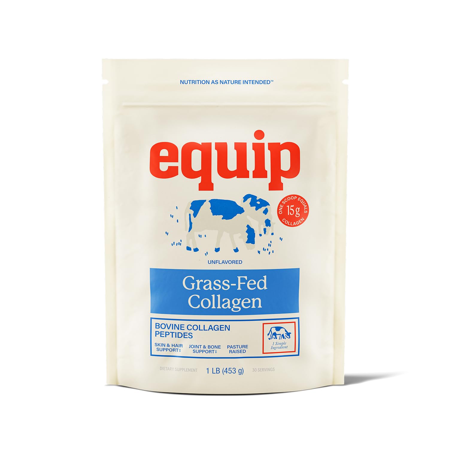 Equip Foods Grass Fed Collagen Powder | Hydrolyzed Bovine Collagen Peptides with Amino Acids | Prime Beef Collagen for Healthy Joints, Skin & Nails | Non-GMO, Paleo Friendly