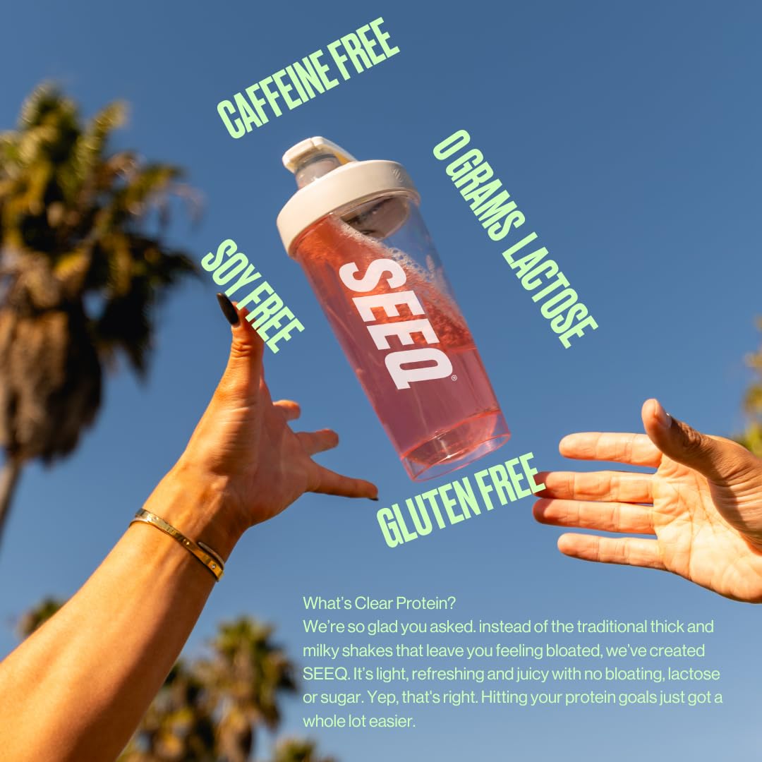 SEEQ Clear Protein Powder - Watermelon Wave - 22 Servings - 22g Clear Whey Protein Isolate - Zero Sugar - 0g Lactose - Allergen Friendly - GLP1 Support - Bone Health