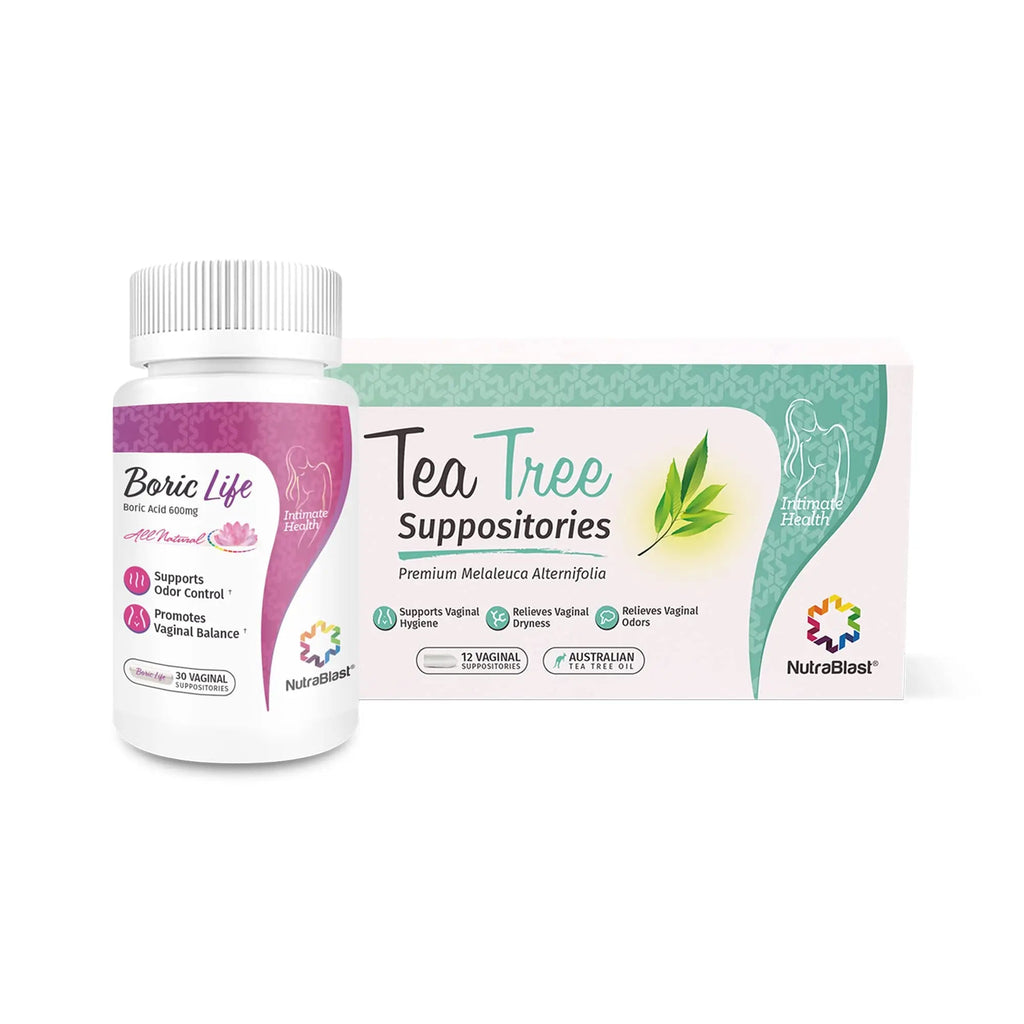 NutraBlast Boric Acid Vaginal Suppositories 600mg (30 Count) w/Tea Tree Oil Suppositories (12 Count) NutraBlast Au supplements