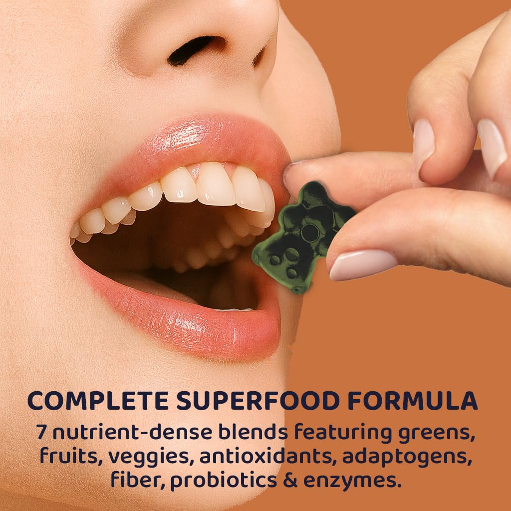 ROOTI Greens + Superfoods Gummies for Adults – 7-in-1 Whole Food Supplement, Spirulina, Lion’s Mane, Probiotics, Fiber & Digestive Enzymes Vegan, Sugar-Free,