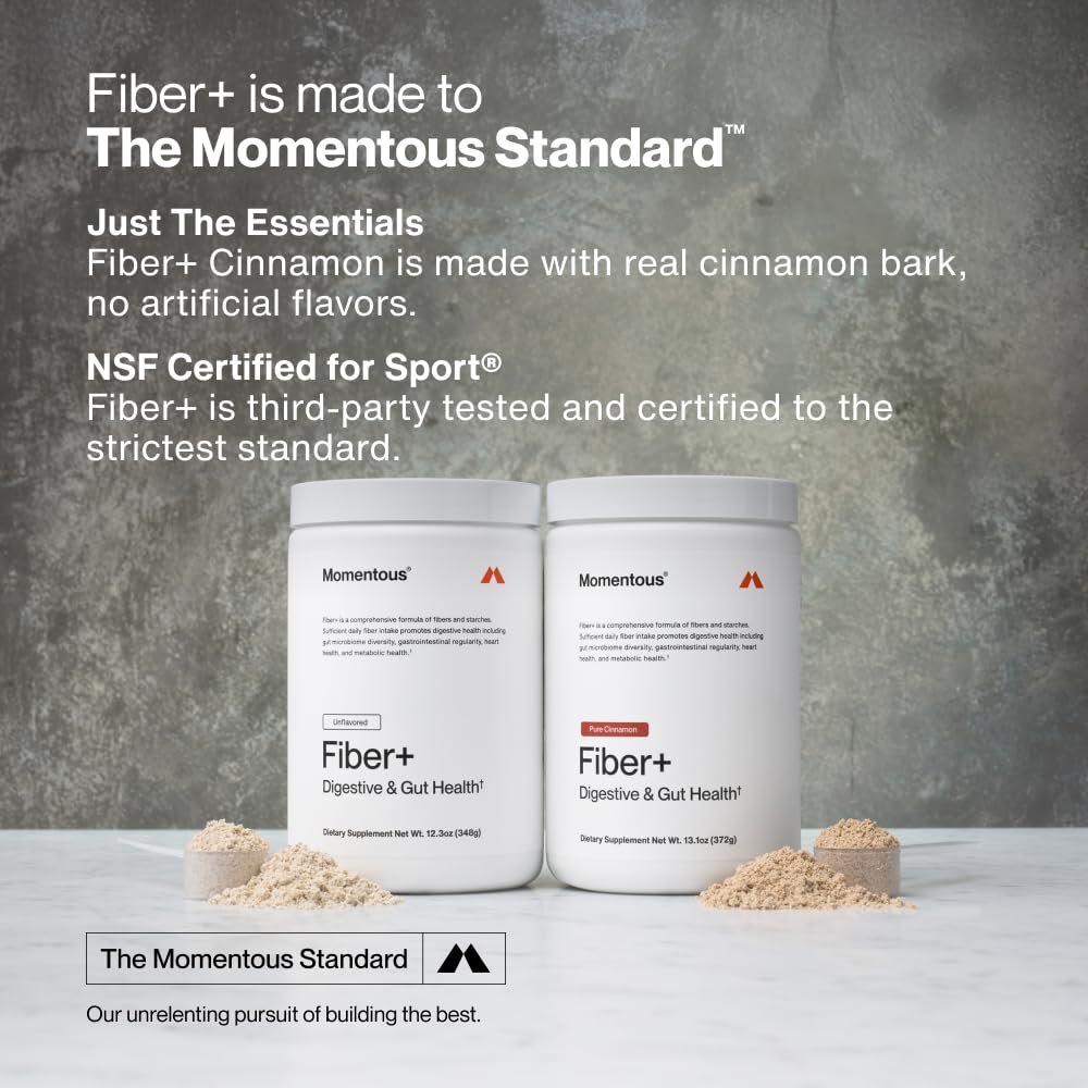 Momentous Fiber+ - Daily Multi-Source Fiber Blend to Support Nutrient Absorption, Natural Energy Production, & Recovery - NSF Certified for Sport - Non-GMO & Gluten-Free