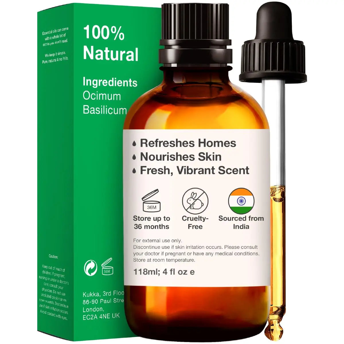 Kukka Basil Essential Oil for Diffusers - Basil Essential Oil for Skin - Basil Oil for Aromatherapy, Skin, Fragrance KUKKA essential oils Au supplements