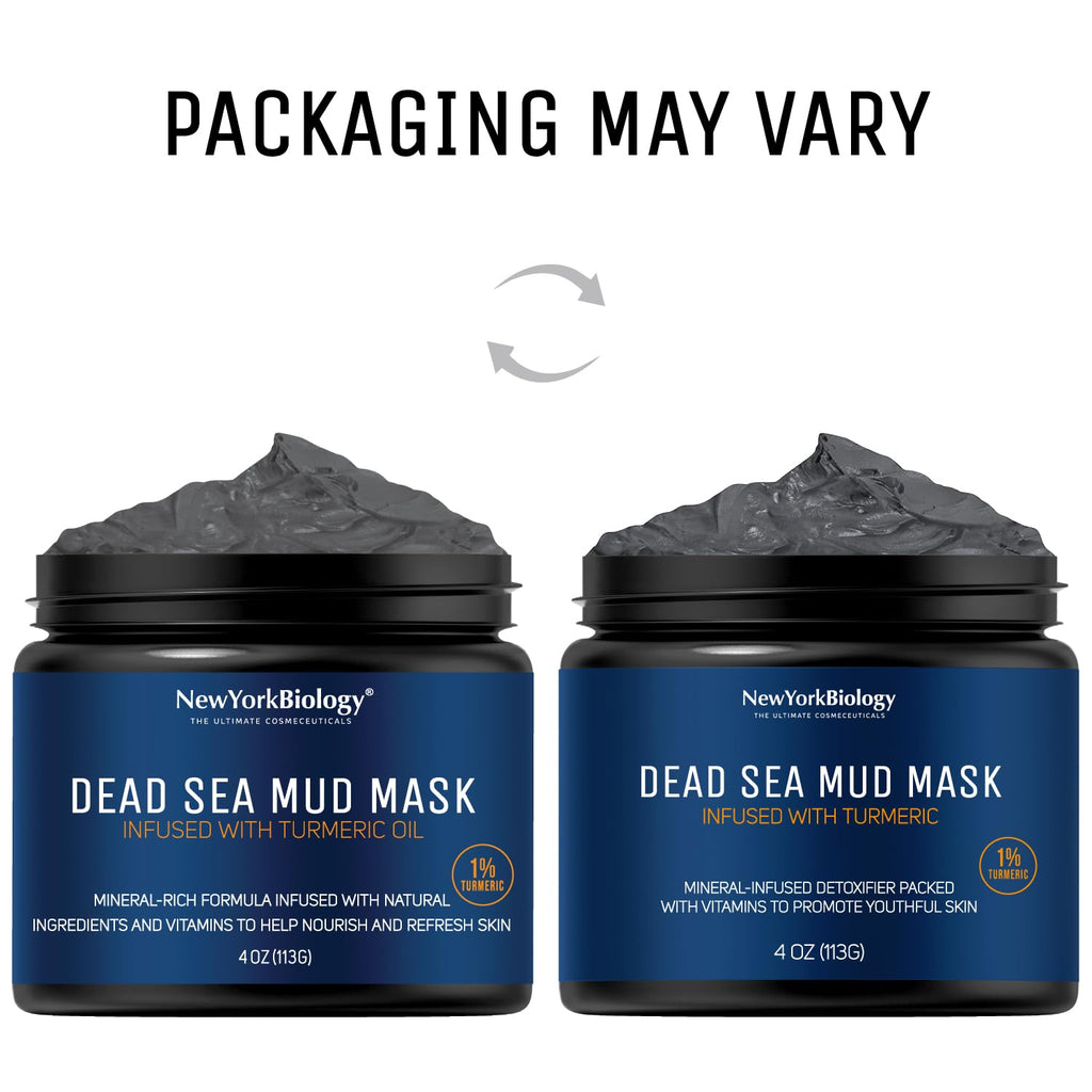 New York Biology Dead Sea Mud Mask for Face and Body | with Turmeric Oil | Spa Quality Pore Refiner for Oily Skin | Natural Skincare for Women & Men
