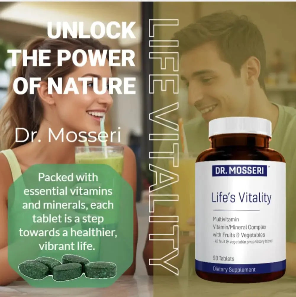 DR. MOSSERI Life's Vitality Vegan Multivitamin for Men & Women – Non-GMO Formula with 42 Fruits and Vegetables, Daily Multivitamin and Mineral Complex DR. MOSSERI Au supplements