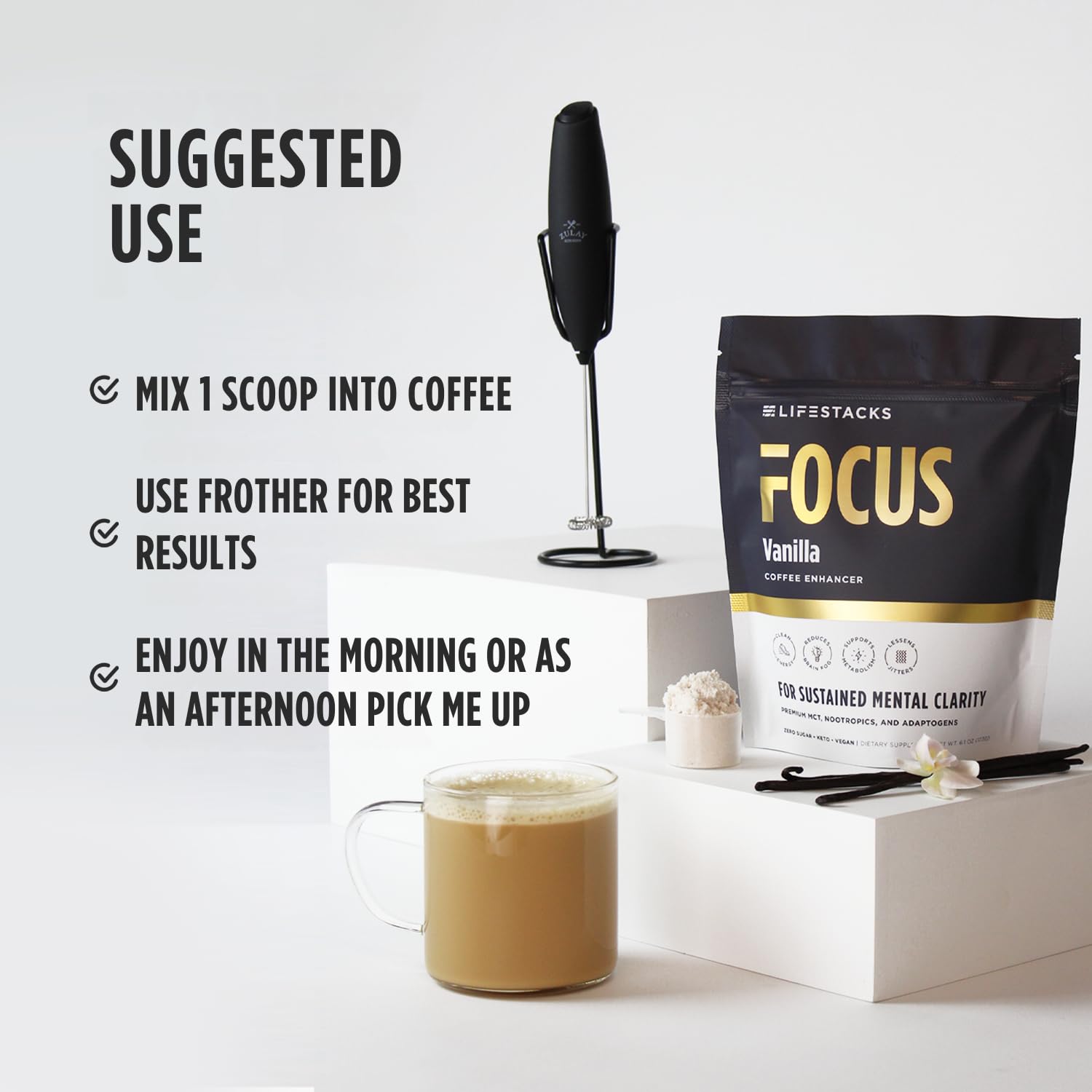 LIFESTACKS Focus Coffee Creamer for Energy & Clarity - MCT Powder + Nootropics + Adaptogens - Boost Productivity Without Jitters or Crash - Keto, Vegan, 0 Sugar - with Taurine, L-Tyrosine, Rhodiola LIFESTACKS Au supplements