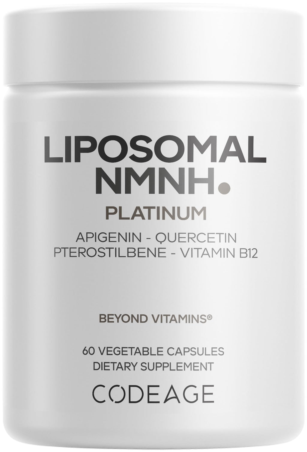 Codeage Liposomal NMNH Platinum - 500 mg NMNH Supplement, NAD+ Precursor with Quercetin, Pterostilbene, Apigenin, Active B Vitamins B2 Riboflavin & Vitamin B12 Methylcobalamin - Non-GMO - 60 Capsules Codeage Au supplements