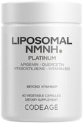 Codeage Liposomal NMNH Platinum - 500 mg NMNH Supplement, NAD+ Precursor with Quercetin, Pterostilbene, Apigenin, Active B Vitamins B2 Riboflavin & Vitamin B12 Methylcobalamin - Non-GMO - 60 Capsules Codeage Au supplements