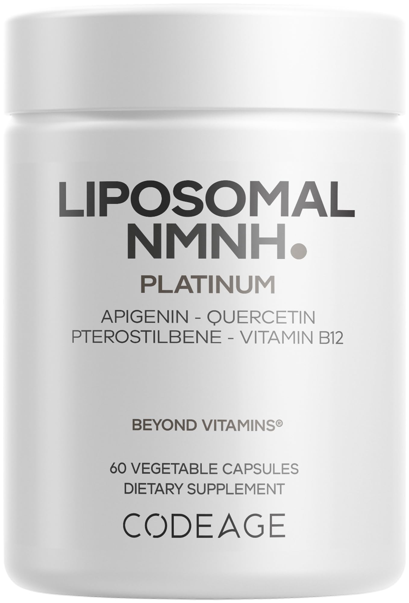 Codeage Liposomal NMNH Platinum - 500 mg NMNH Supplement, NAD+ Precursor with Quercetin, Pterostilbene, Apigenin, Active B Vitamins B2 Riboflavin & Vitamin B12 Methylcobalamin - Non-GMO - 60 Capsules Codeage Au supplements