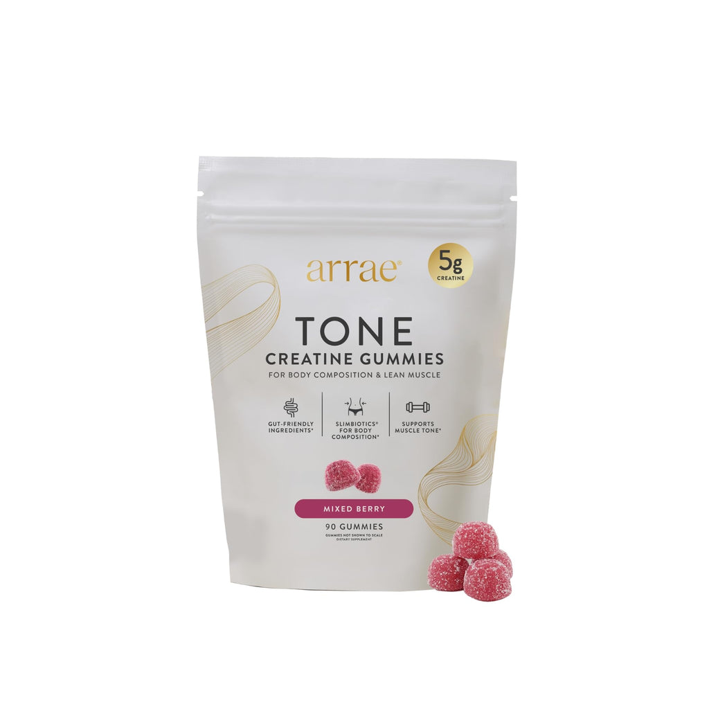 Arrae Tone Gummies – Creatine Monohydrate 5g for Women – Support Lean Muscle, Strength & Recovery – Hormone-Friendly Muscle Toning Supplement
