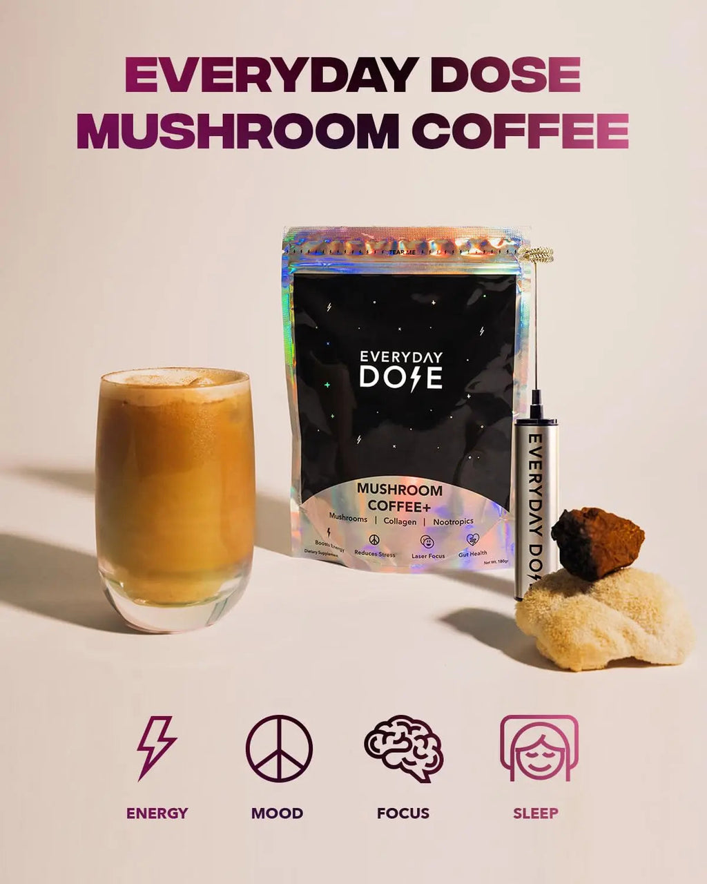 The Mushroom Latte by Everyday Dose | Premium Coffee Extract with Grass-Fed Collagen Everyday Dose Au supplements