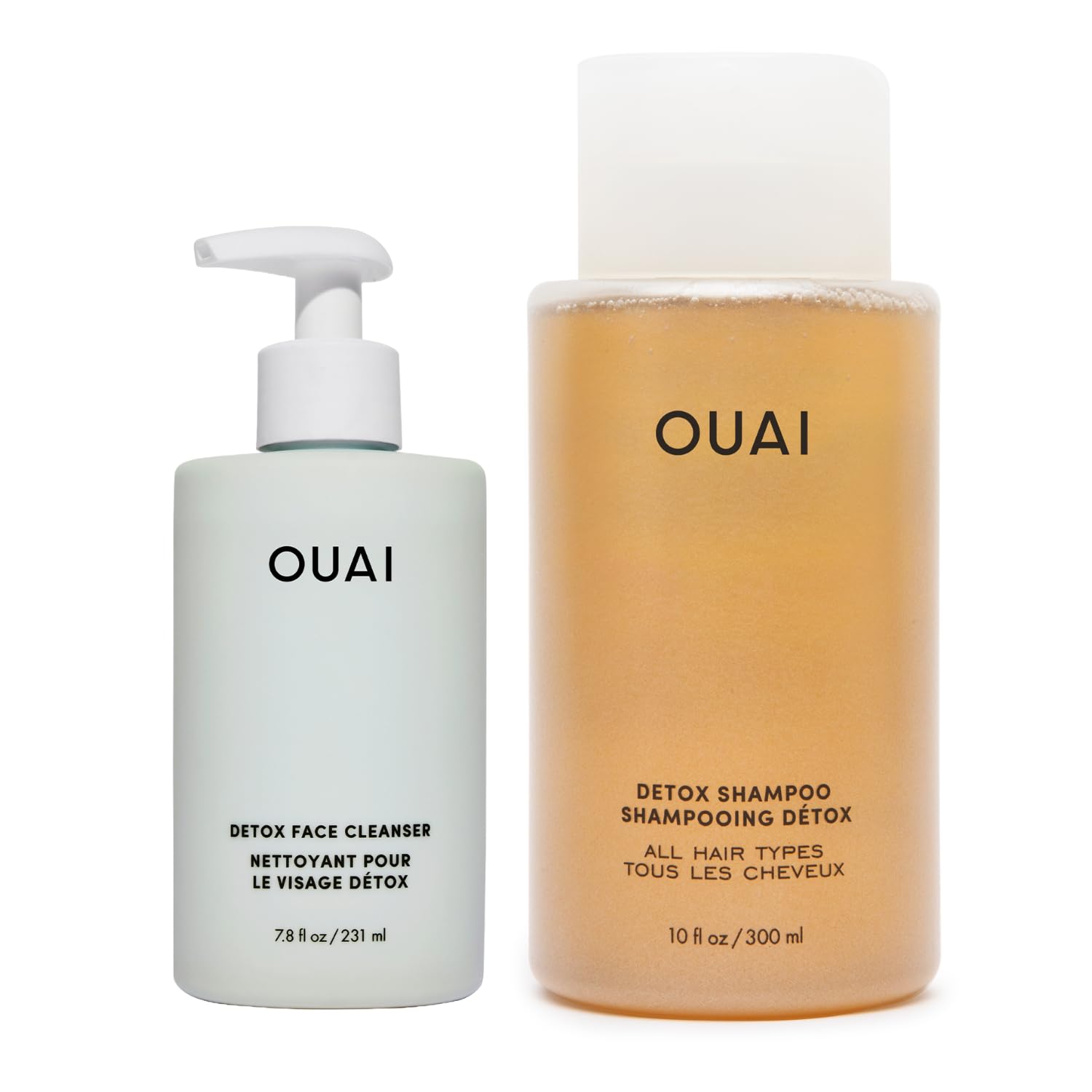 OUAI Detox Shower Routine Bundle - Gentle Detox Face Cleanser (7.8 Oz) and Clarifying Shampoo with Apple Cider Vinegar (10 Oz) - Removes Dirt, Oil, Product, Makeup, and Sunscreen - 2-Piece Bundle OUAI Au supplements