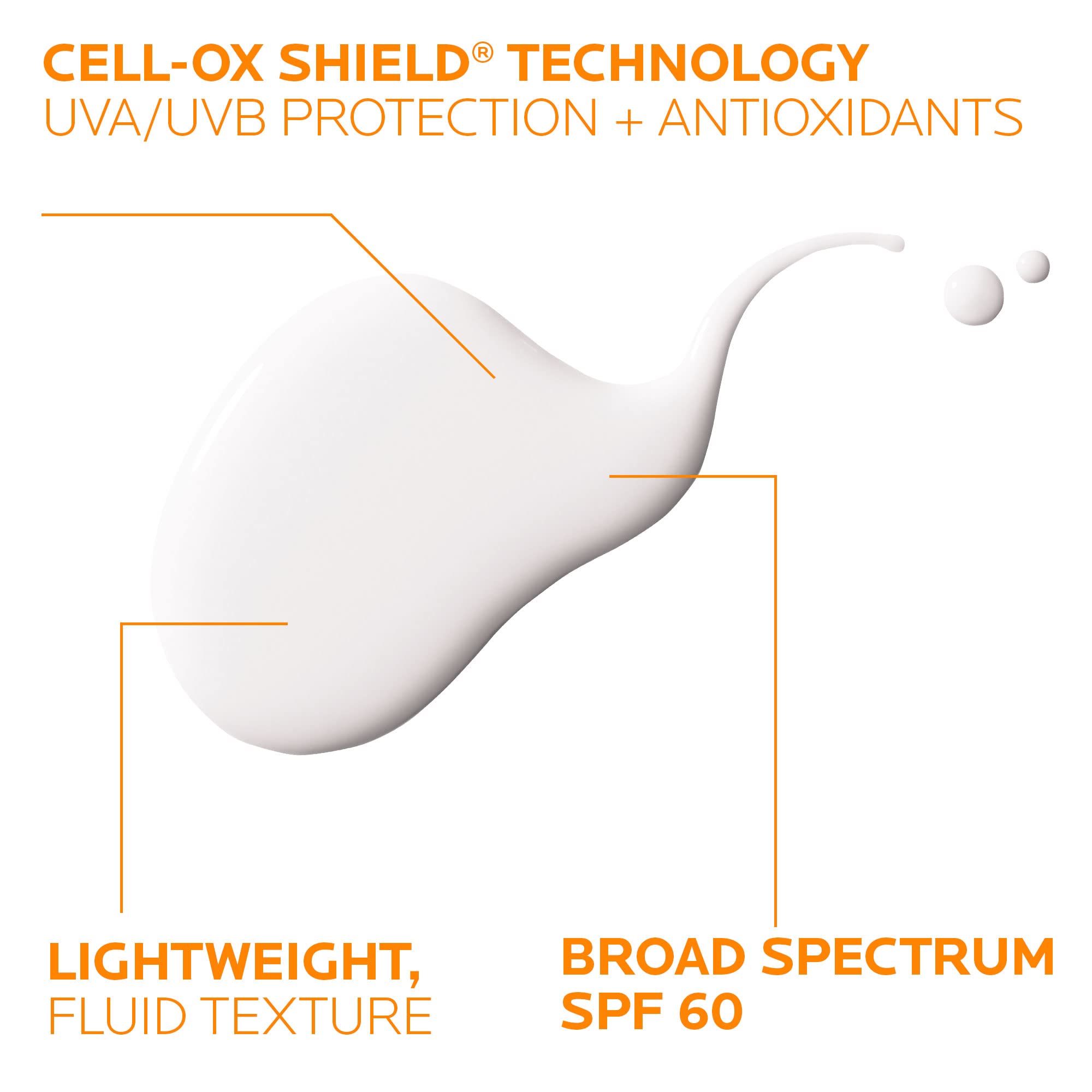 La Roche-Posay Anthelios Light Fluid Facial Sunscreen SPF 60, Lightweight Sunscreen For Face, Fluid Texture, Broad Spectrum SPF + Antioxidants