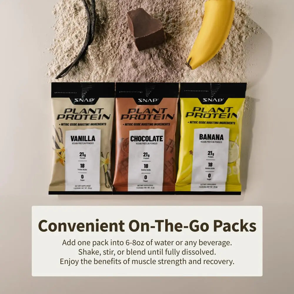 Snap Supplements 100% Plant Based Protein Powder Stick Packs with Nitric Oxide Booster Snap Supplements Au supplements