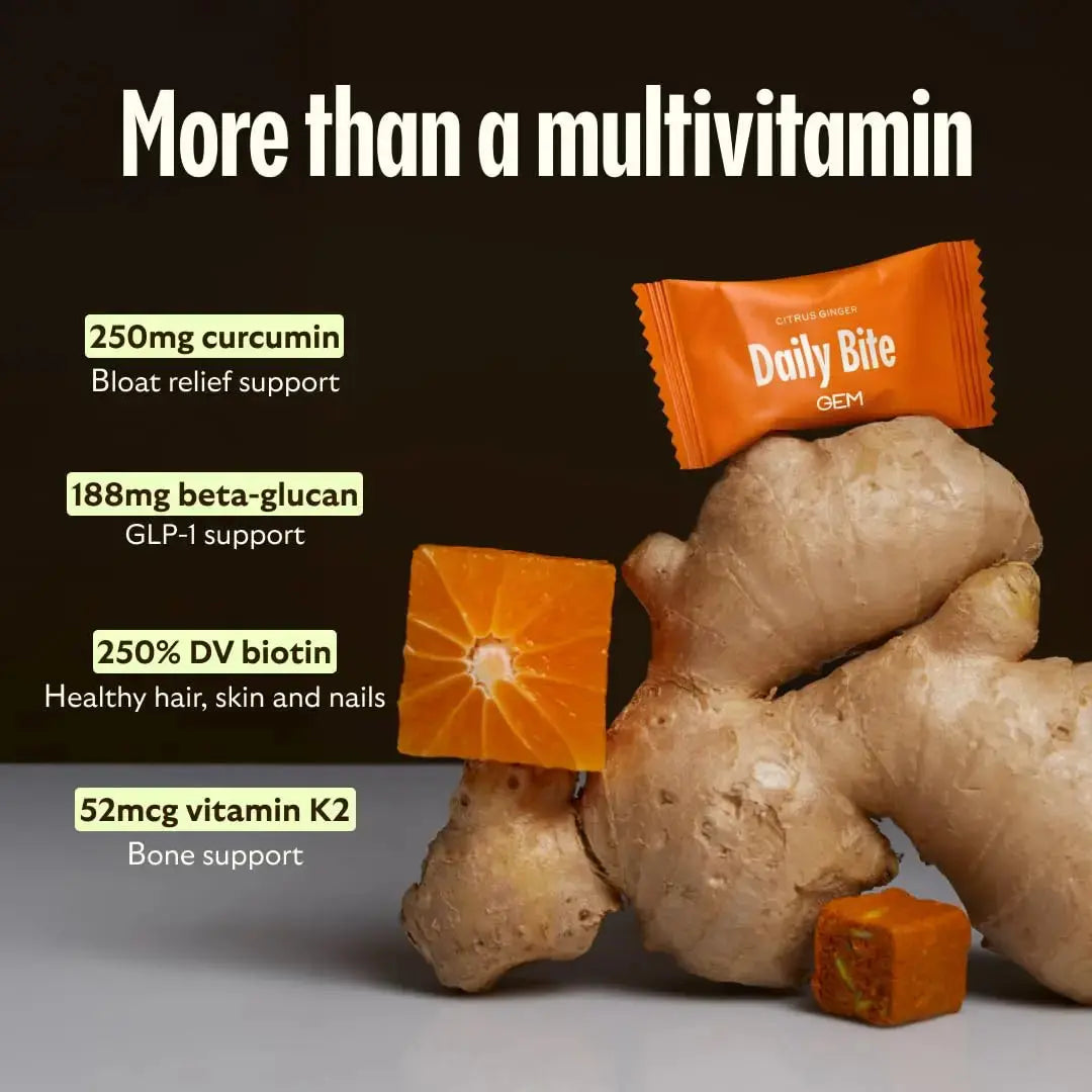 GEM Daily Bite for Women & Men, with 20+ Vitamins, Minerals & Superfoods Like Zinc, Vitamin D, B-Complex, K, Turmeric, Fiber & Prebiotics GEM Au supplements