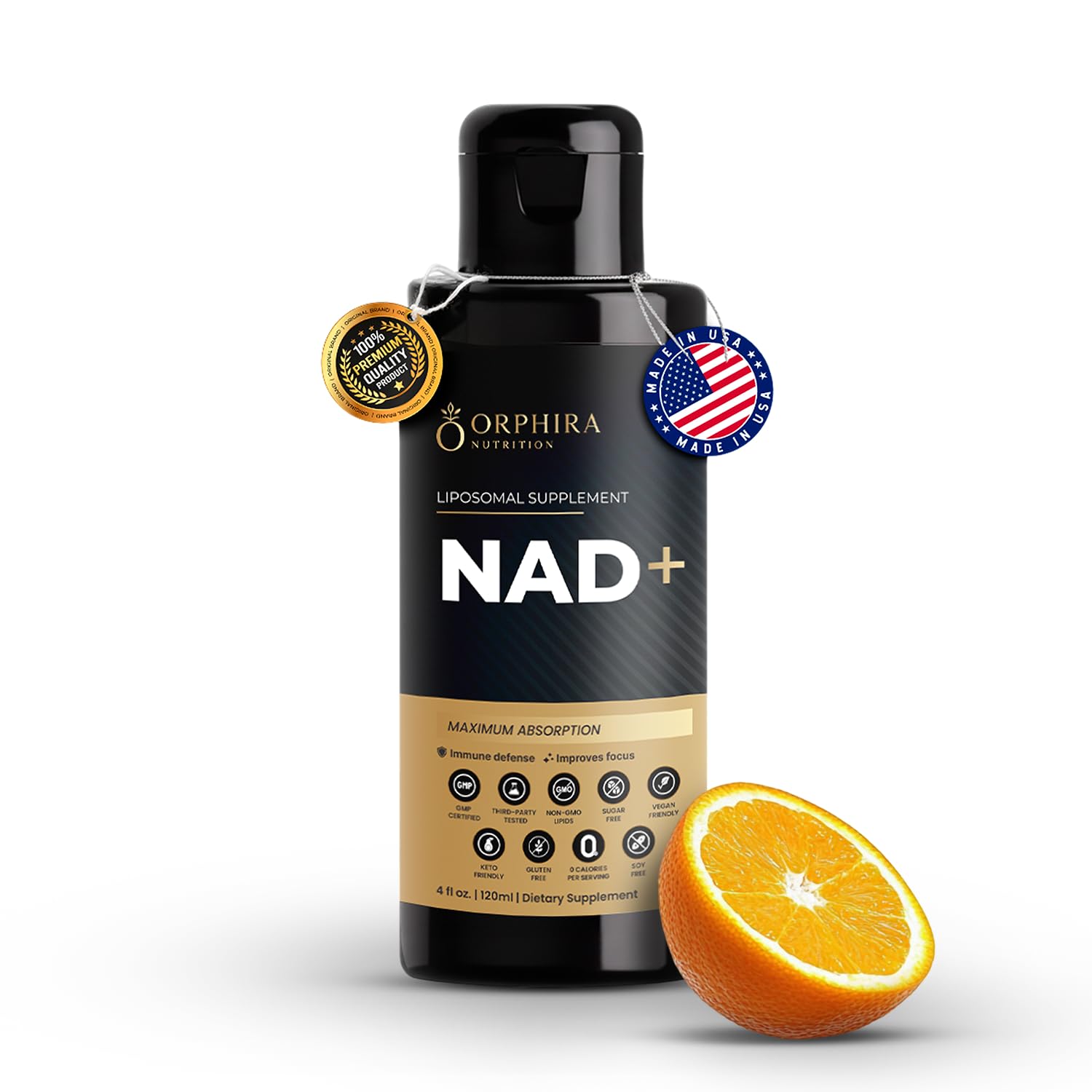 Orphira Liquid Liposomal NAD+ Supplement - 10x Better Absorption for Cellular Energy, Mental Clarity, Healthy Aging & Vitality Support - Enhanced NAD Plus, Vegan, Non-GMO - 30 Servings (4 fl oz) Orphira Nutrition Au supplements