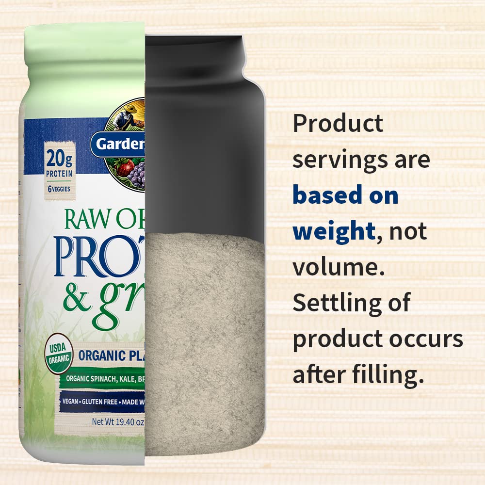 Garden of Life Raw Protein & Greens Vanilla Protein Powder – 20g Plant Based Greens Powder, Probiotics & Enzymes, Post-Workout Recovery, Vegan, Gluten-Free, Non-GMO, 20 Servings