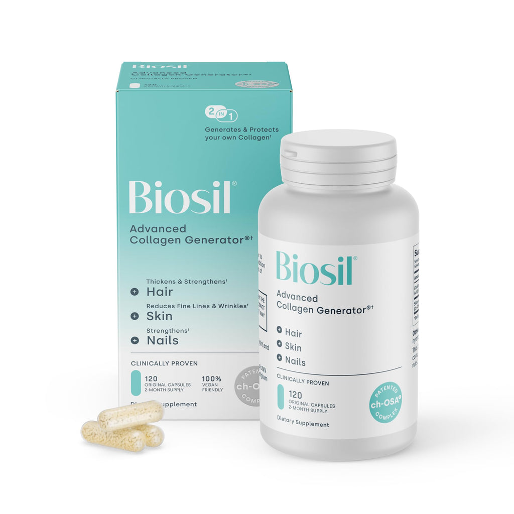 Biosil Collagen Booster Supplement - 120 Original Capsules - Patented ch-OSA Activator for Skin, Hair, Nails & Joints
