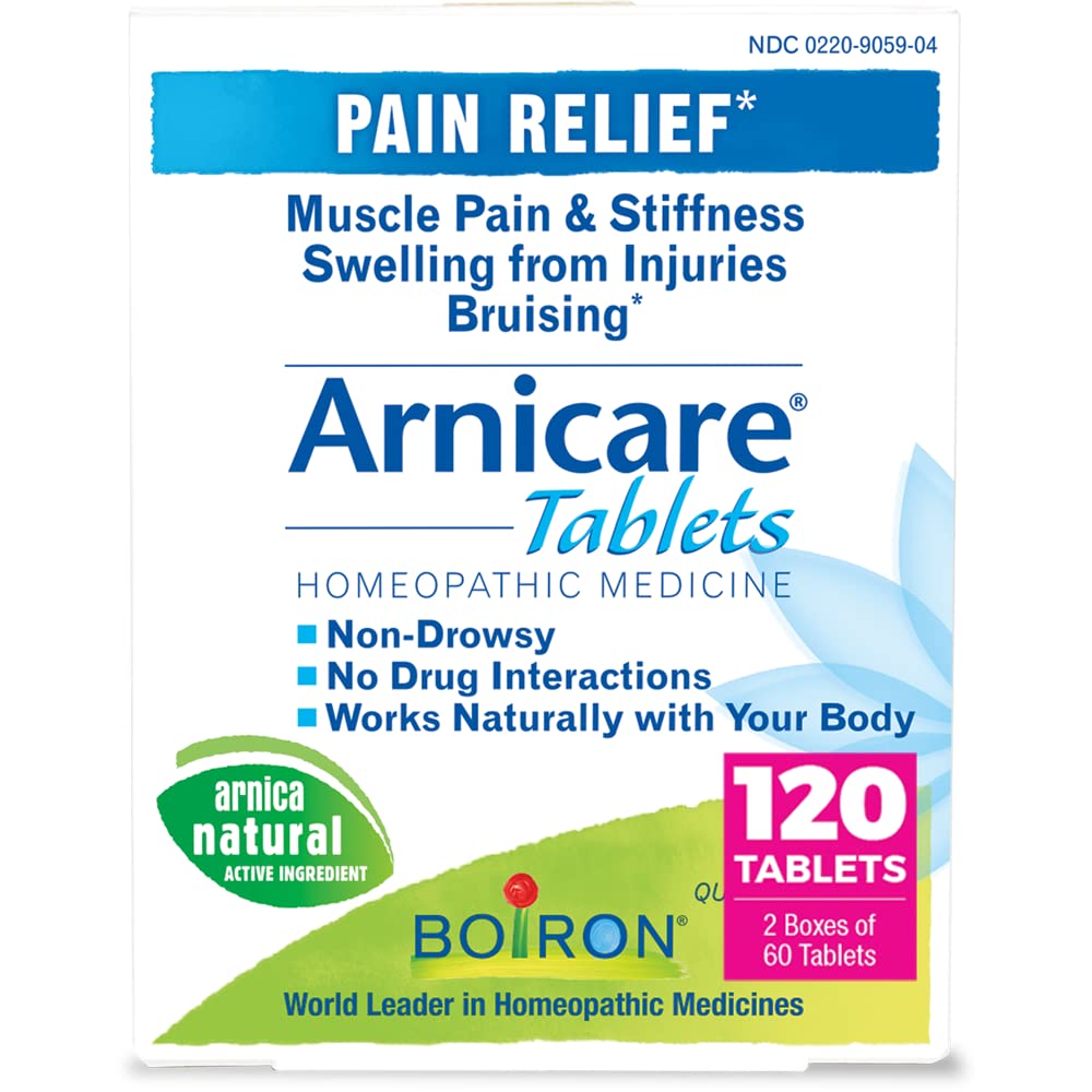 Boiron Arnicare Tablets for Pain Relief from Muscle Pain, Joint Soreness, Swelling from Injury or Bruises - 120 Count (2 Pack of 60) Boiron Au supplements
