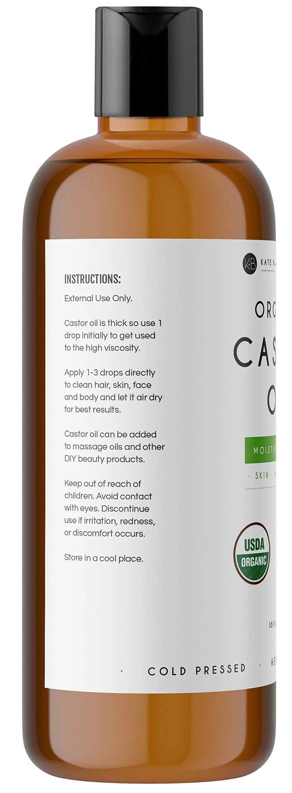 Kate Blanc Cosmetics Castor Oil 16oz - USDA Certified Organic. Cold-Pressed, 100% Pure Kate Blanc Cosmetics Au supplements
