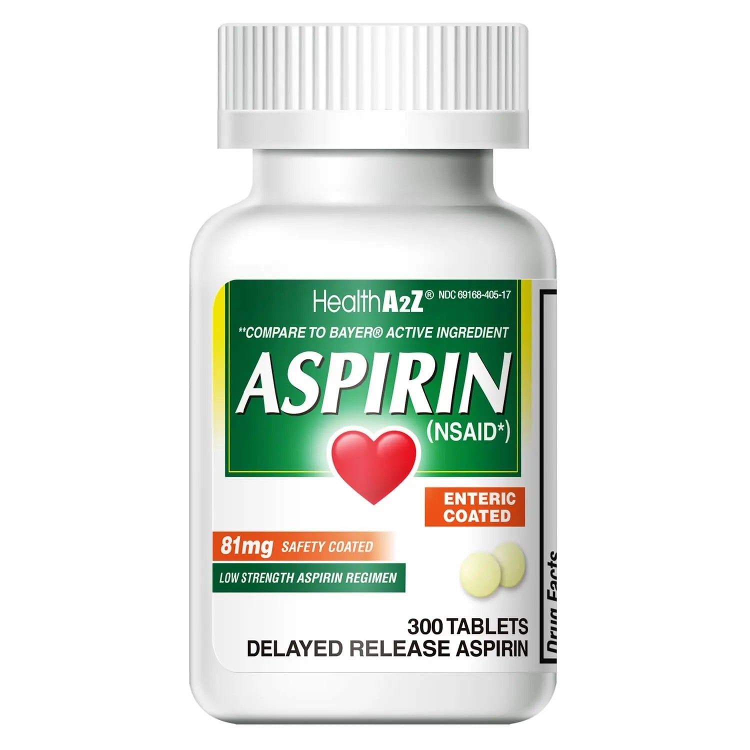 HealthA2Z® Aspirin 81 mg | Low Strength | Enteric Coated | Pain Relief | Reduces Minor Aches Muscle Pain & Cramps | Fever Reducer | Reduces Headache (300 Counts) HealthA2Z Au supplements