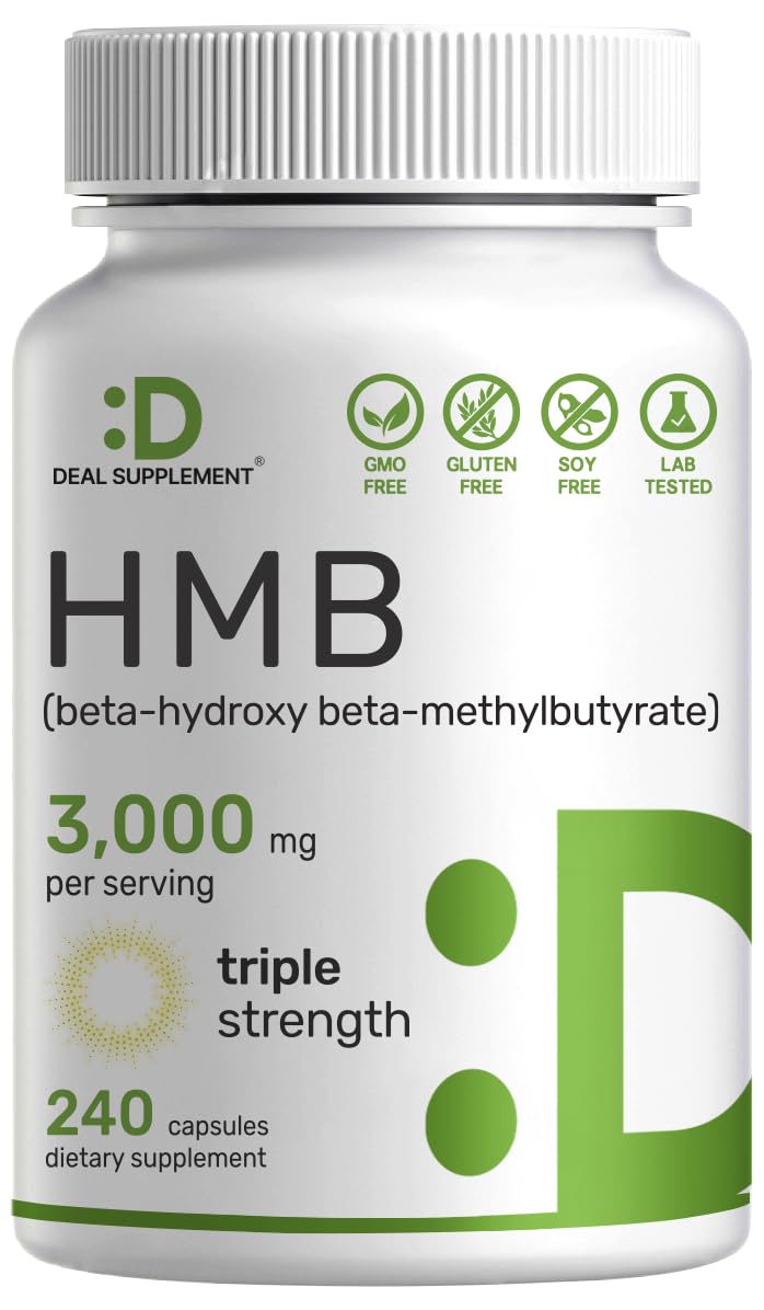 Ultra Strength HMB Supplements 3,000mg Per Serving, 240 Capsules | Third Party Tested | Supports Muscle Growth, Retention