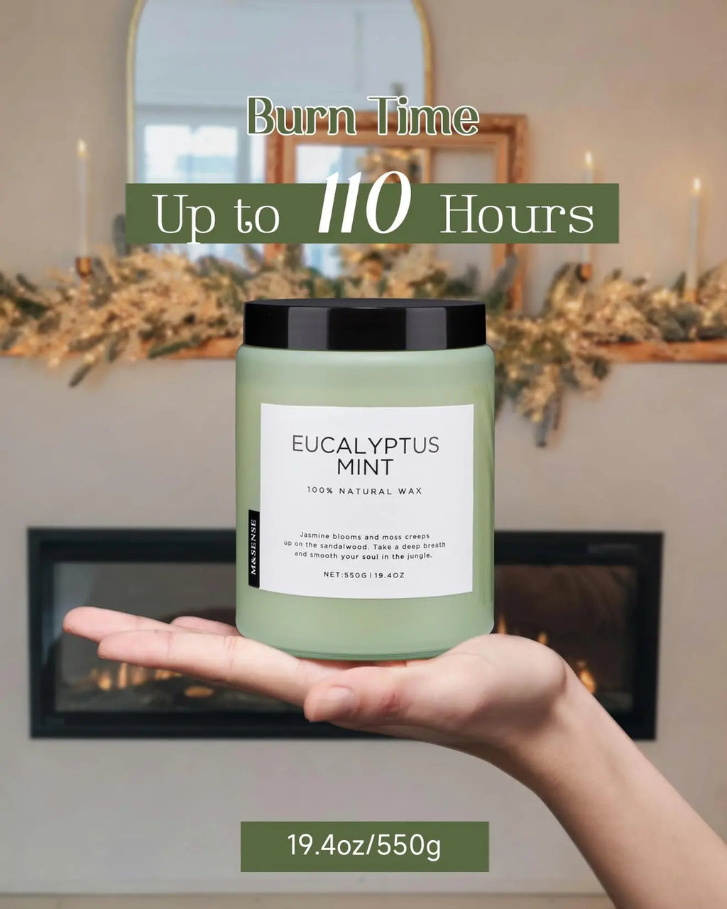 M&SENSE Eucalyptus Mint Candles for Home Scented, 19.4oz 110 Hours Burn Soy Aromatherapy M&SENSE Au supplements