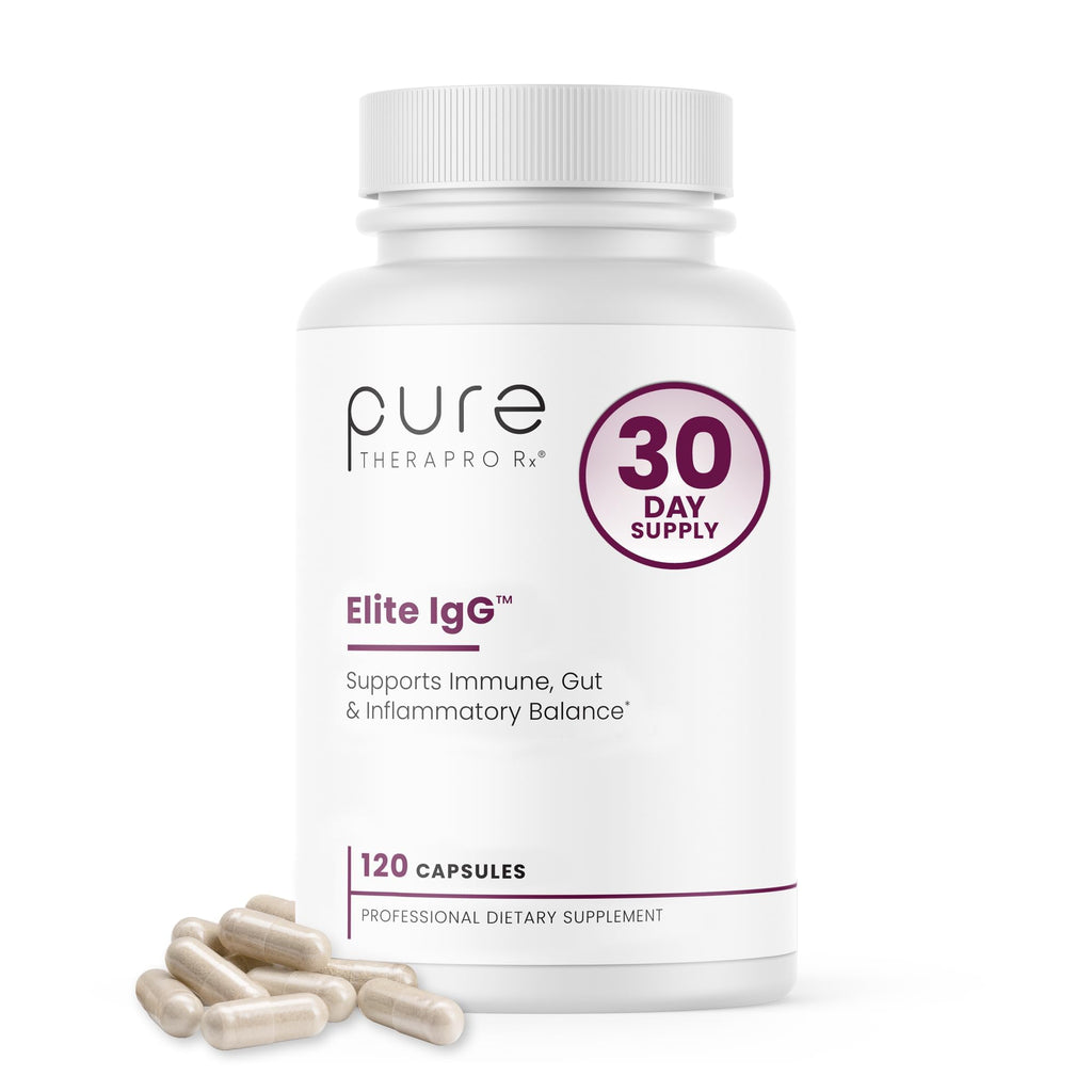 Pure Therapro Rx Elite IgG Immunoglobulin Supplement, 120 Caps - Gut Health & Immune Support, 1100 mg IgG, IGA & IgM, Sunflower Lecithin | Dairy & Gluten