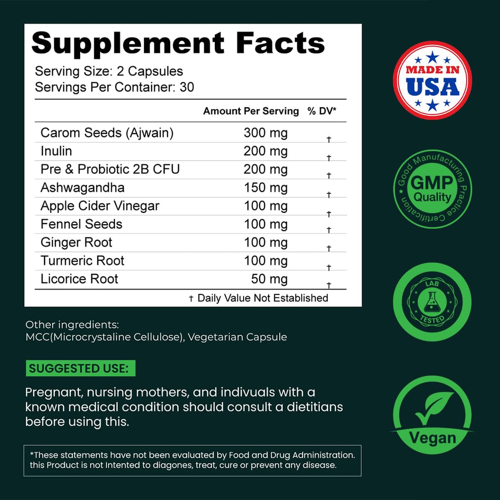 GUTVED Bloating & Gas Relief Probiotic for Women & Men | 9-in-1 Gut & Digestive Support with Probiotics, Prebiotic Inulin, Turmeric, Ginger & Fennel | Daily Plant-Based Capsules, 60 Count GUTVED Au supplements