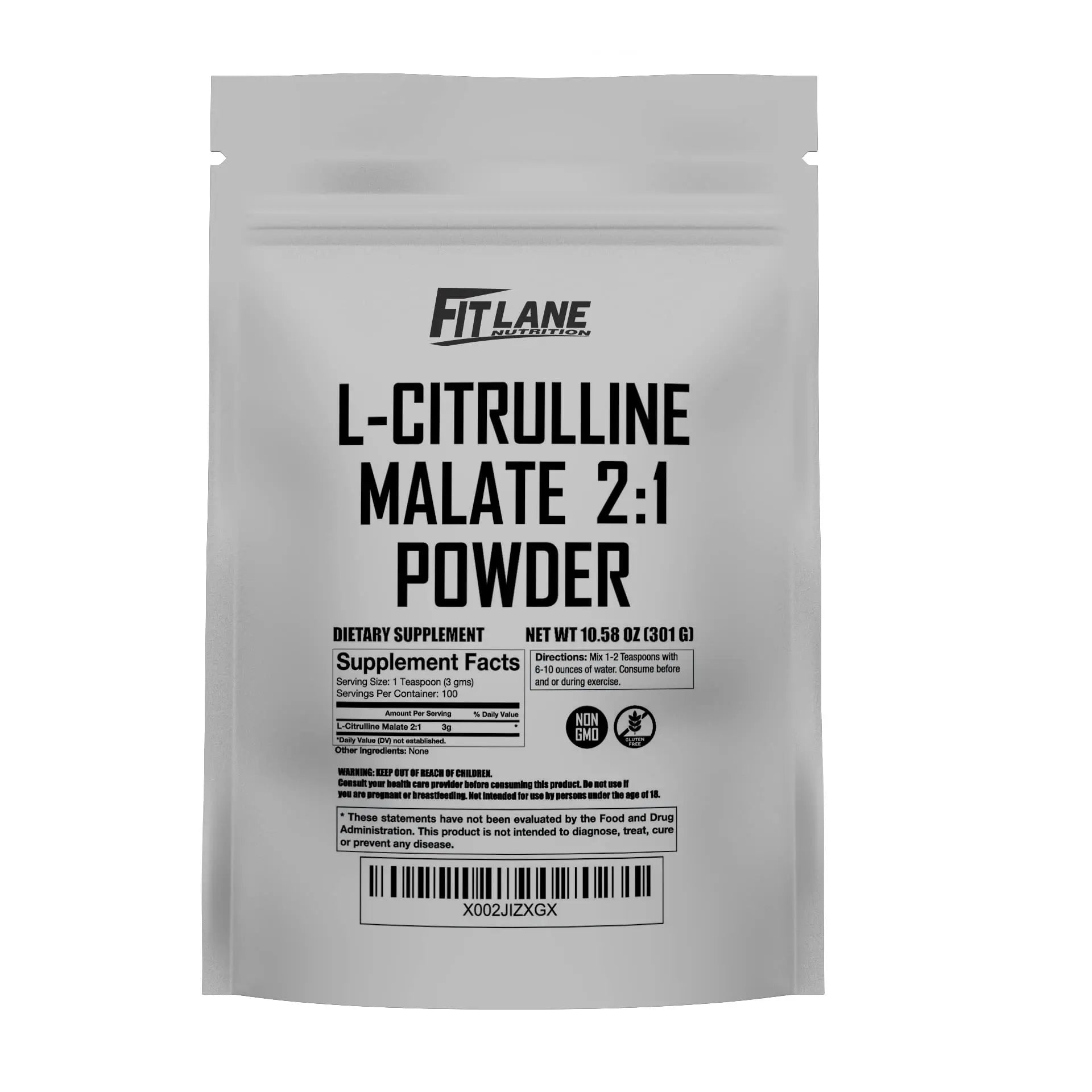 L Citrulline Malate 2 1 Powder 300 Grams - Bulk L Citrulline Powder - Free Form Amino Fit Lane Nutrition Au supplements