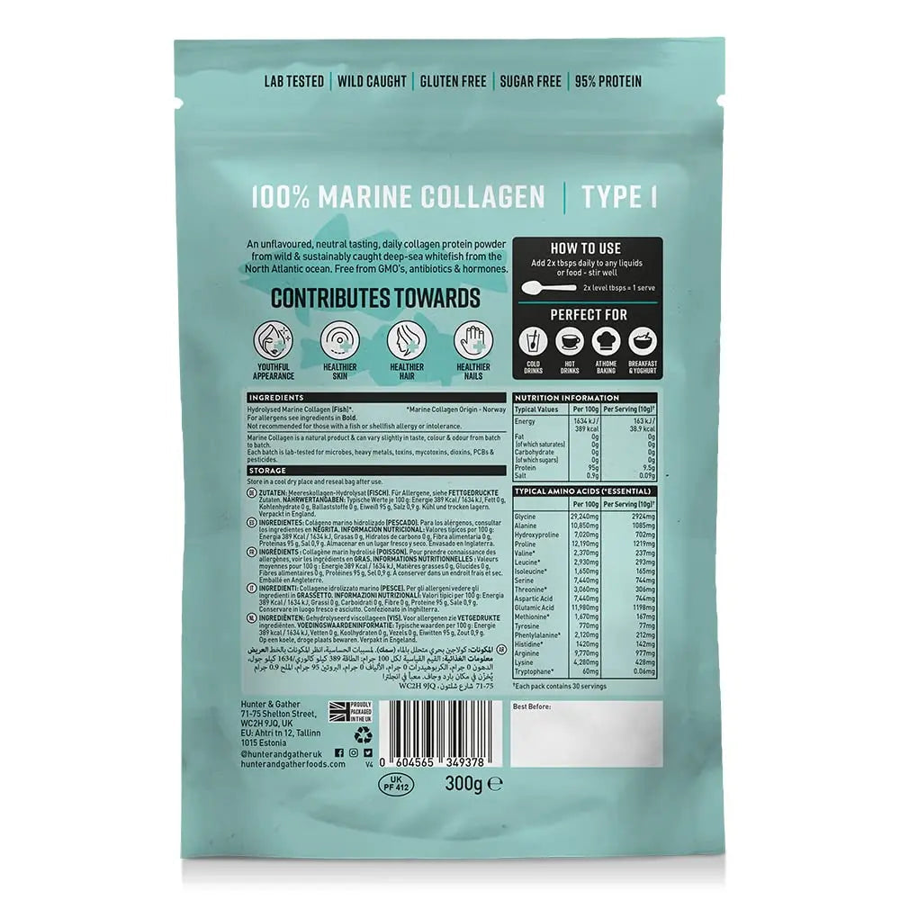 Hunter & Gather Marine Collagen Powder 300g | Pure Unflavoured Premium Hydrolysed Wild Caught Marine Collagen Hunter & Gather Au supplements