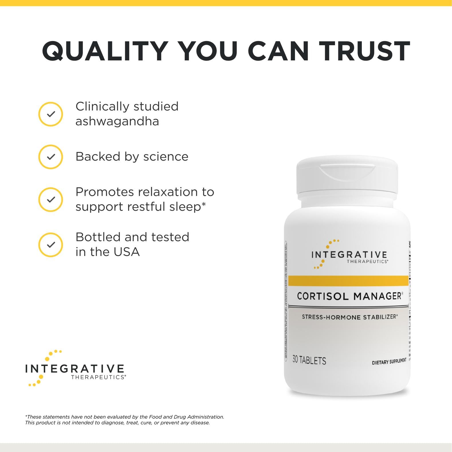 Integrative Therapeutics Cortisol Manager - Balance Cortisol & Support Relaxation for Restful Sleep* - Includes Ashwagandha & L-Theanine for Confidence with Less Stress