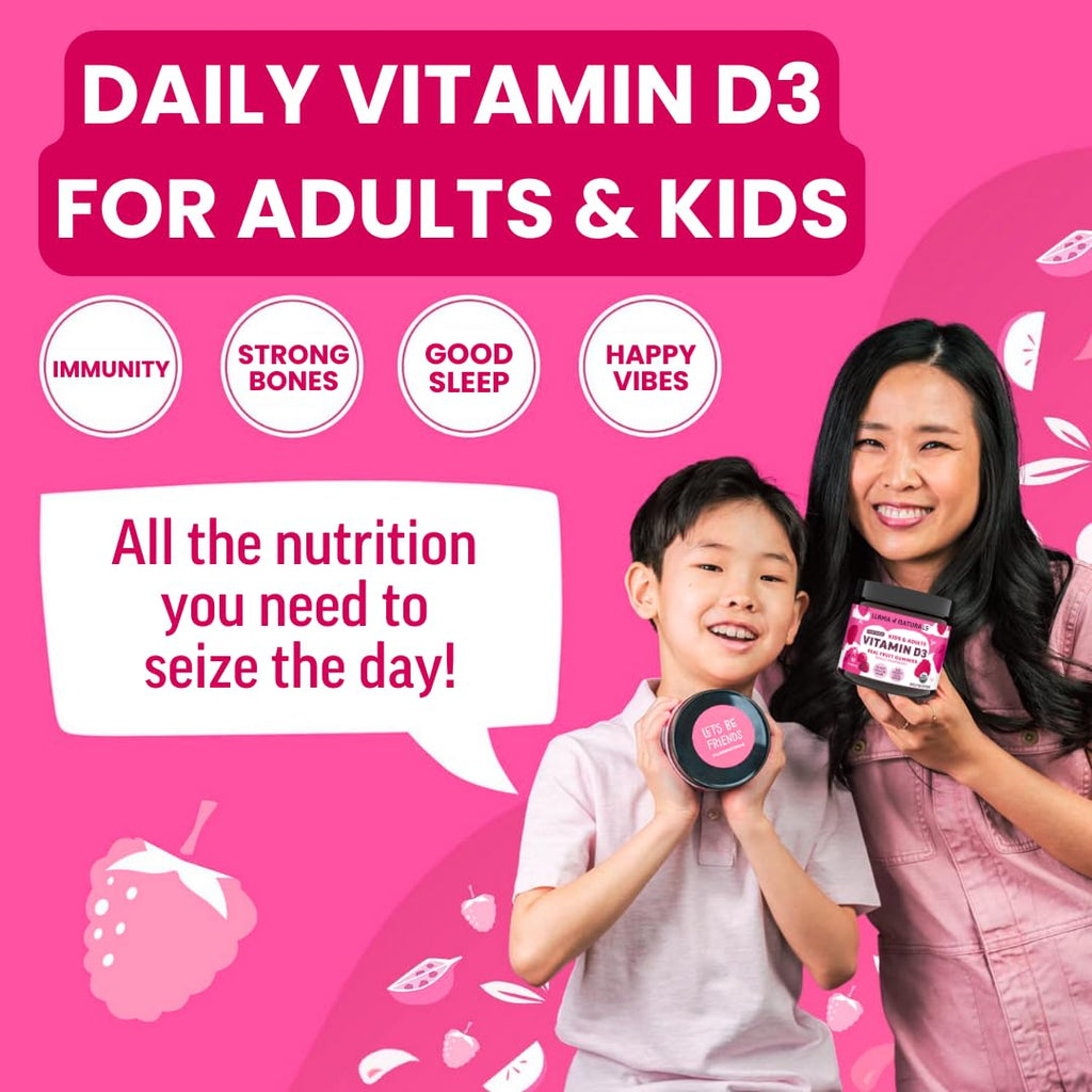 Llama Naturals Vitamin D3, Vegan, Organic Immune Support Supplement, Vitamin D Gummies for Adults and Kids, Real Fruit Gummy Vitamins, Promotes Bone Health